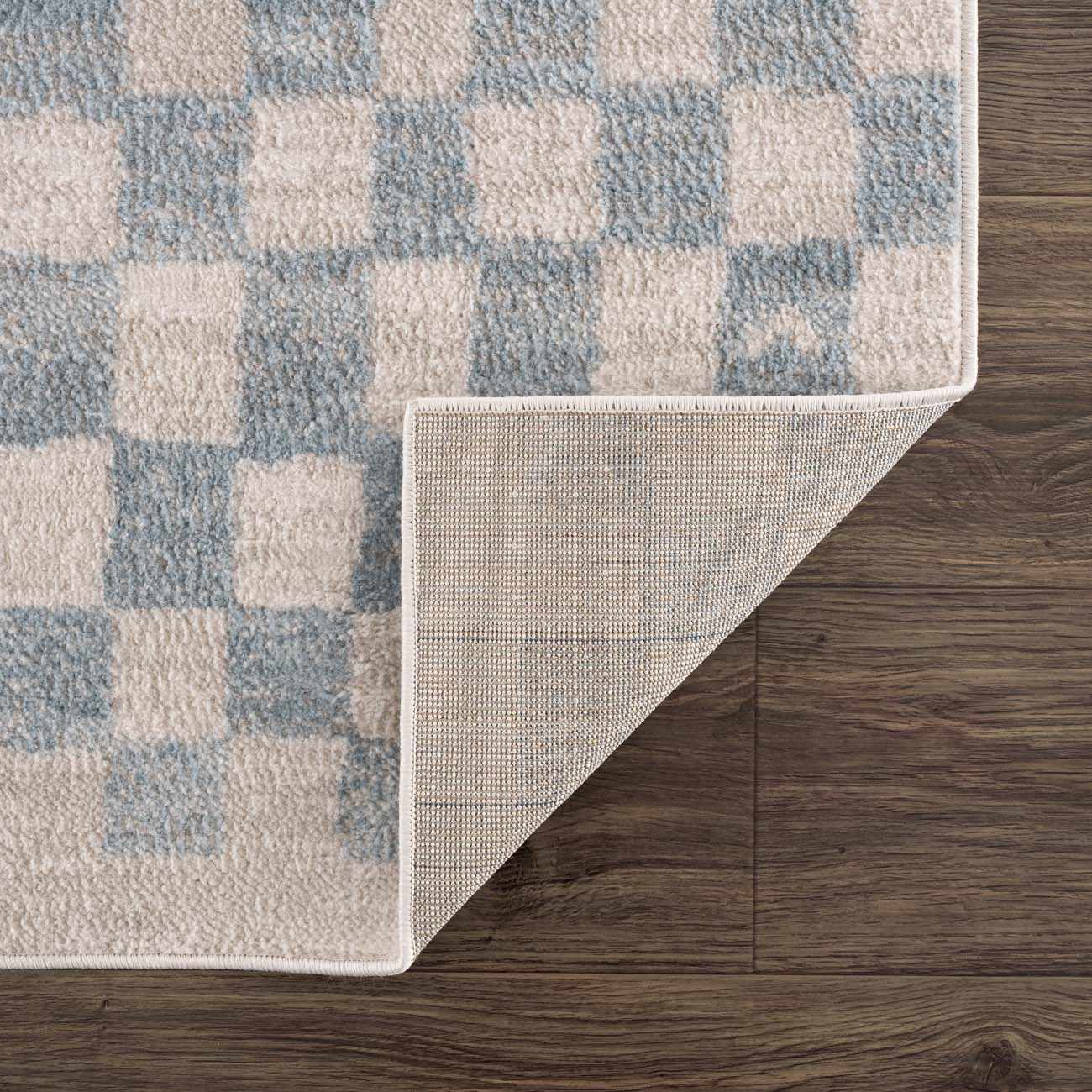 Benjy Cream & Light Blue Checkered Area Rug - Image 5