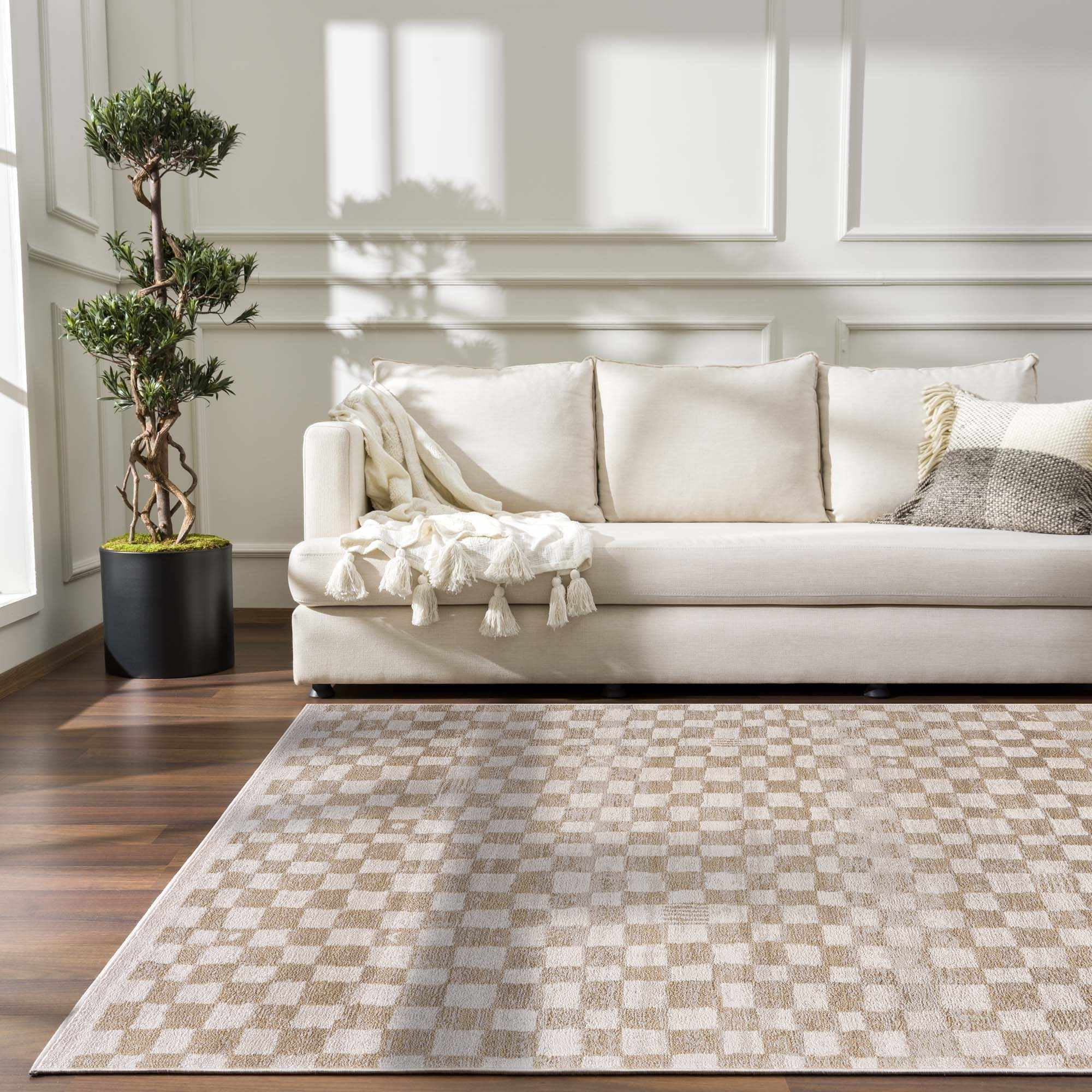 Benjy Irregular Checkboard Rug - Cream&Gold - Image 14