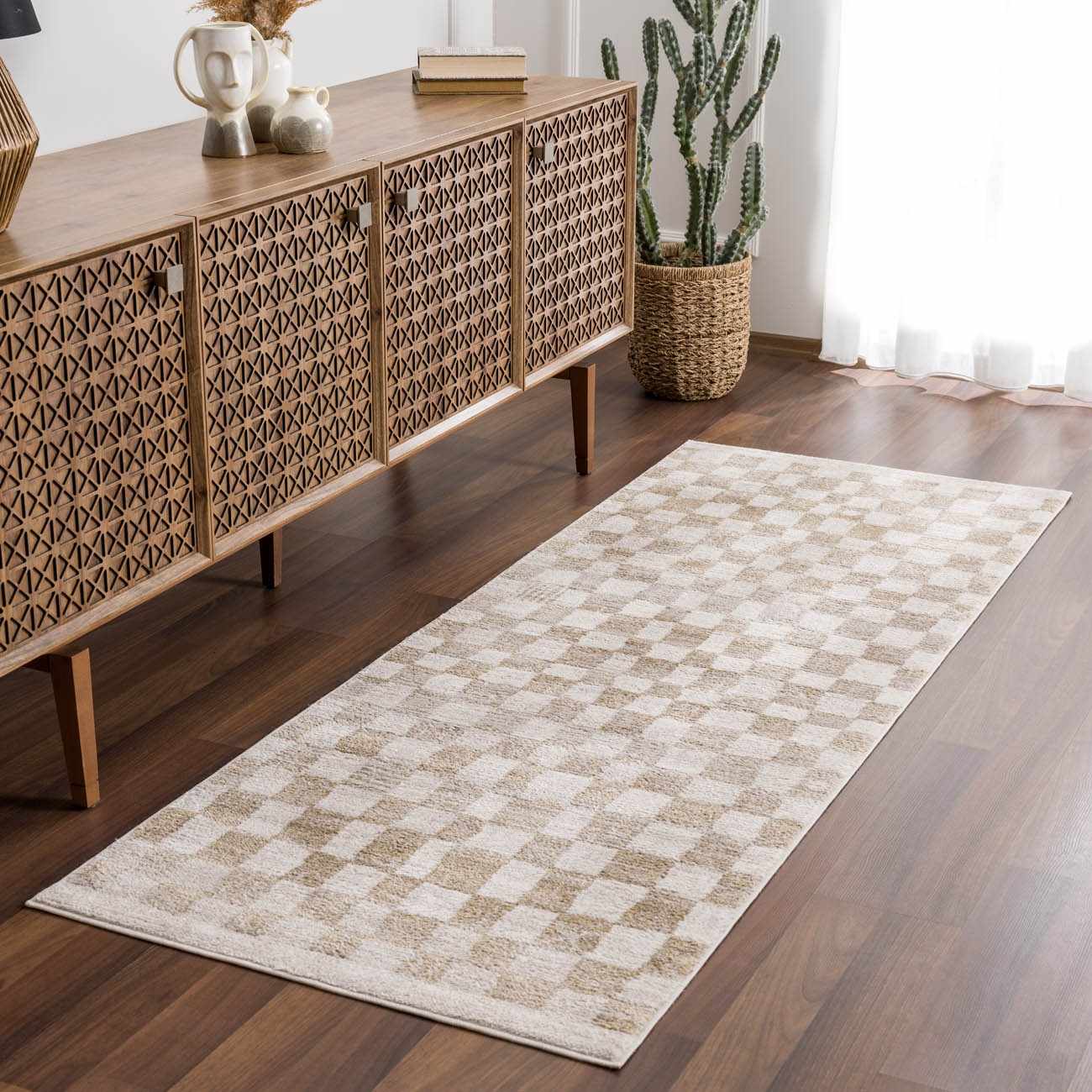 Benjy Irregular Checkboard Rug - Cream&Gold - Image 4