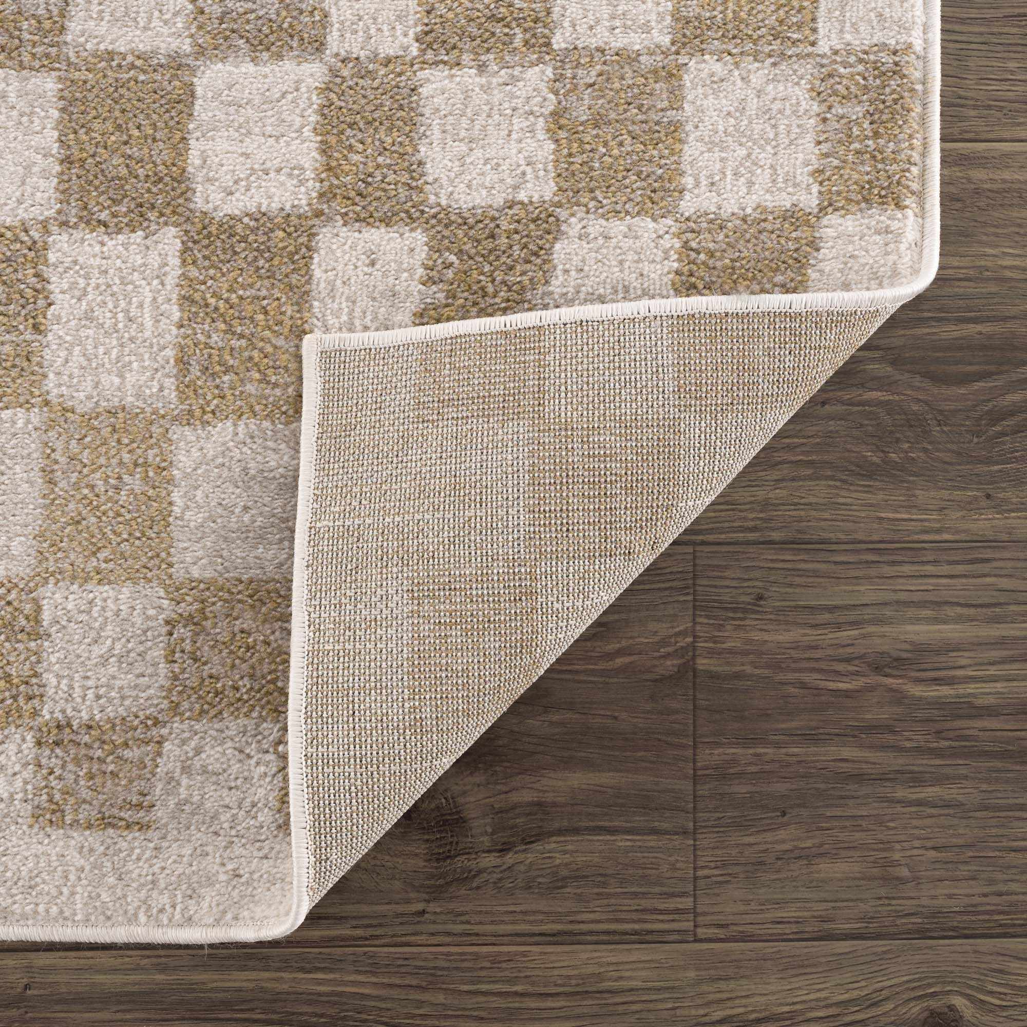Benjy Irregular Checkboard Rug - Cream&Gold - Image 5