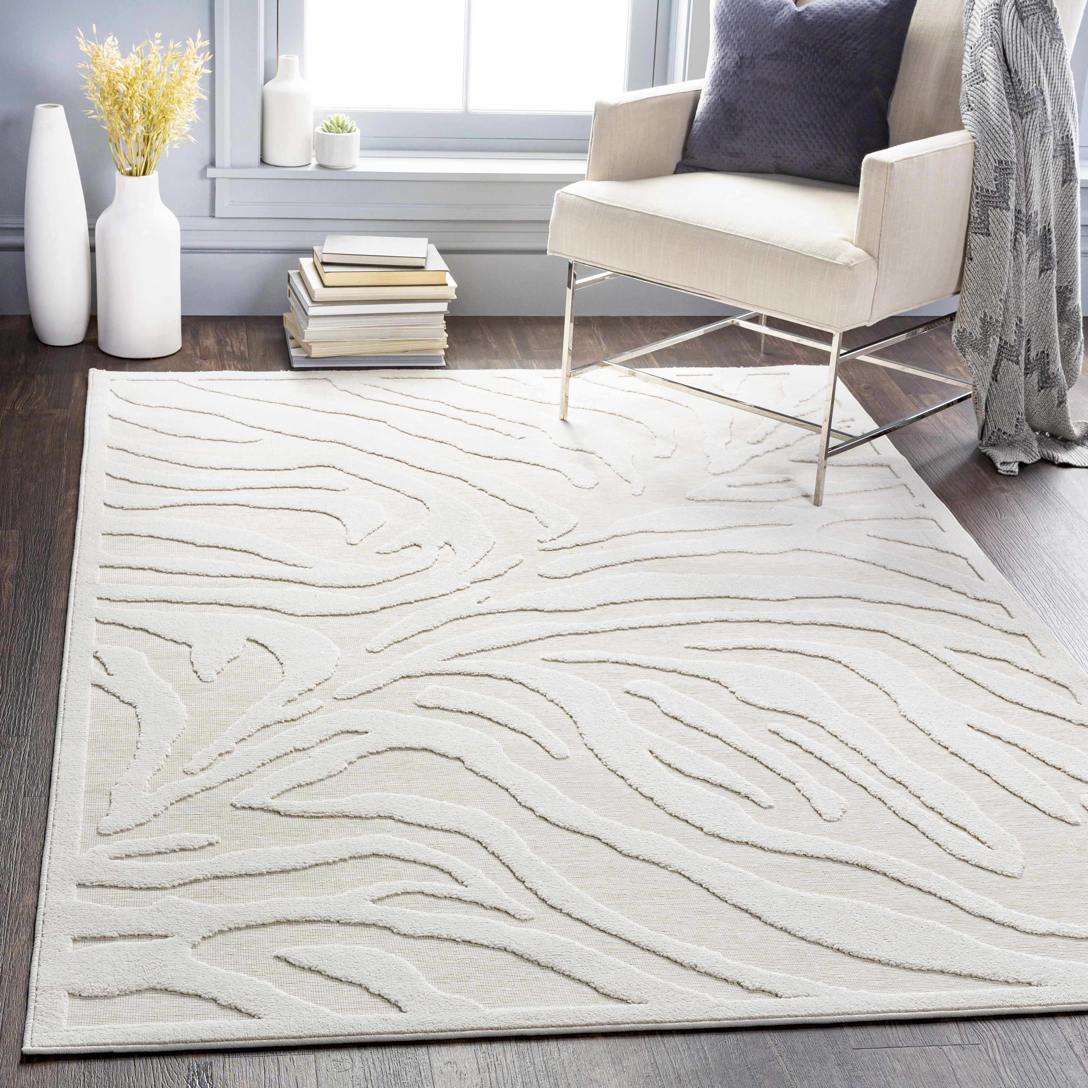 Benzonia 3D White Zebra Rug - Image 2
