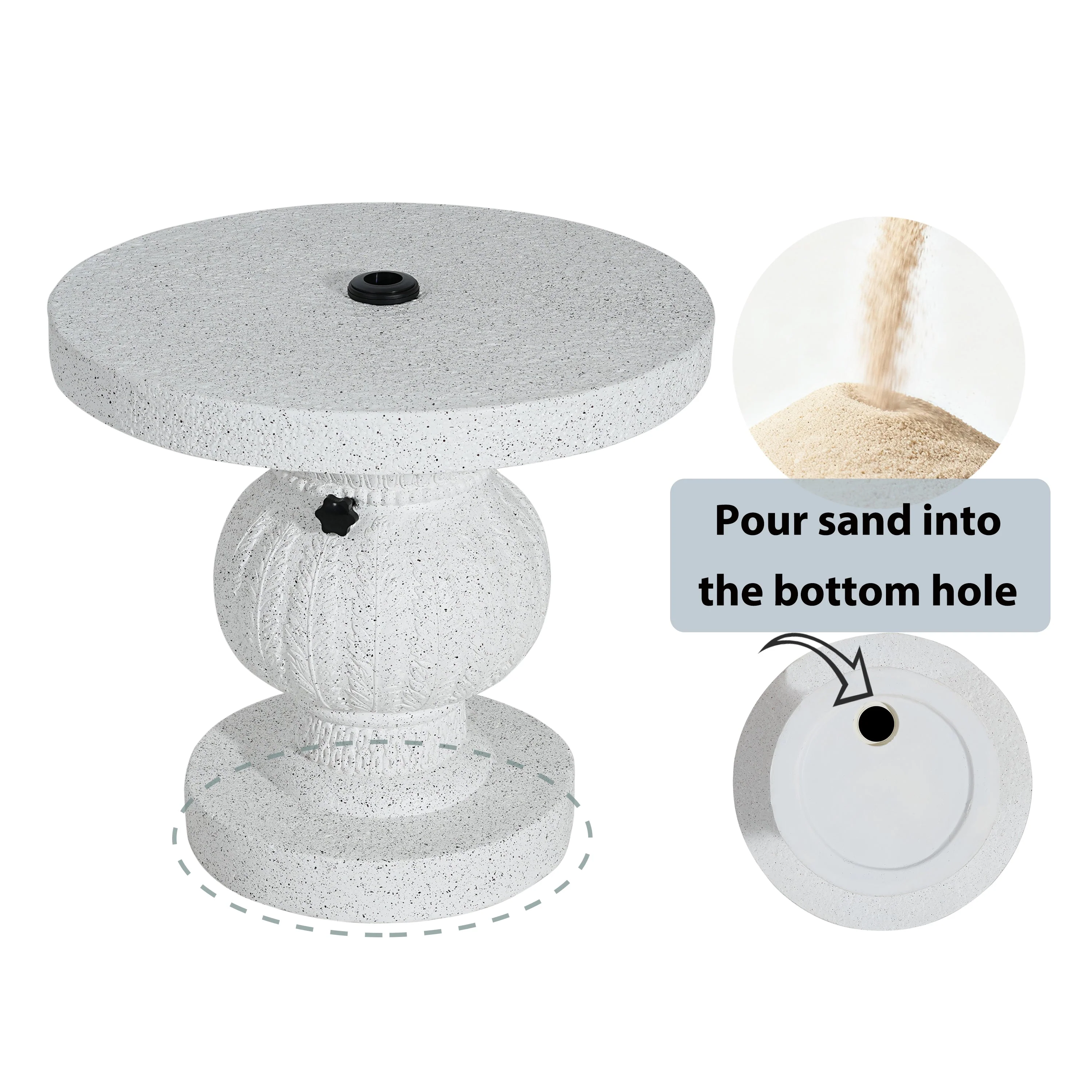 Berra MGO Outdoor Patio Side Table Umbrella Base with Sand-Filling Design - Image 14