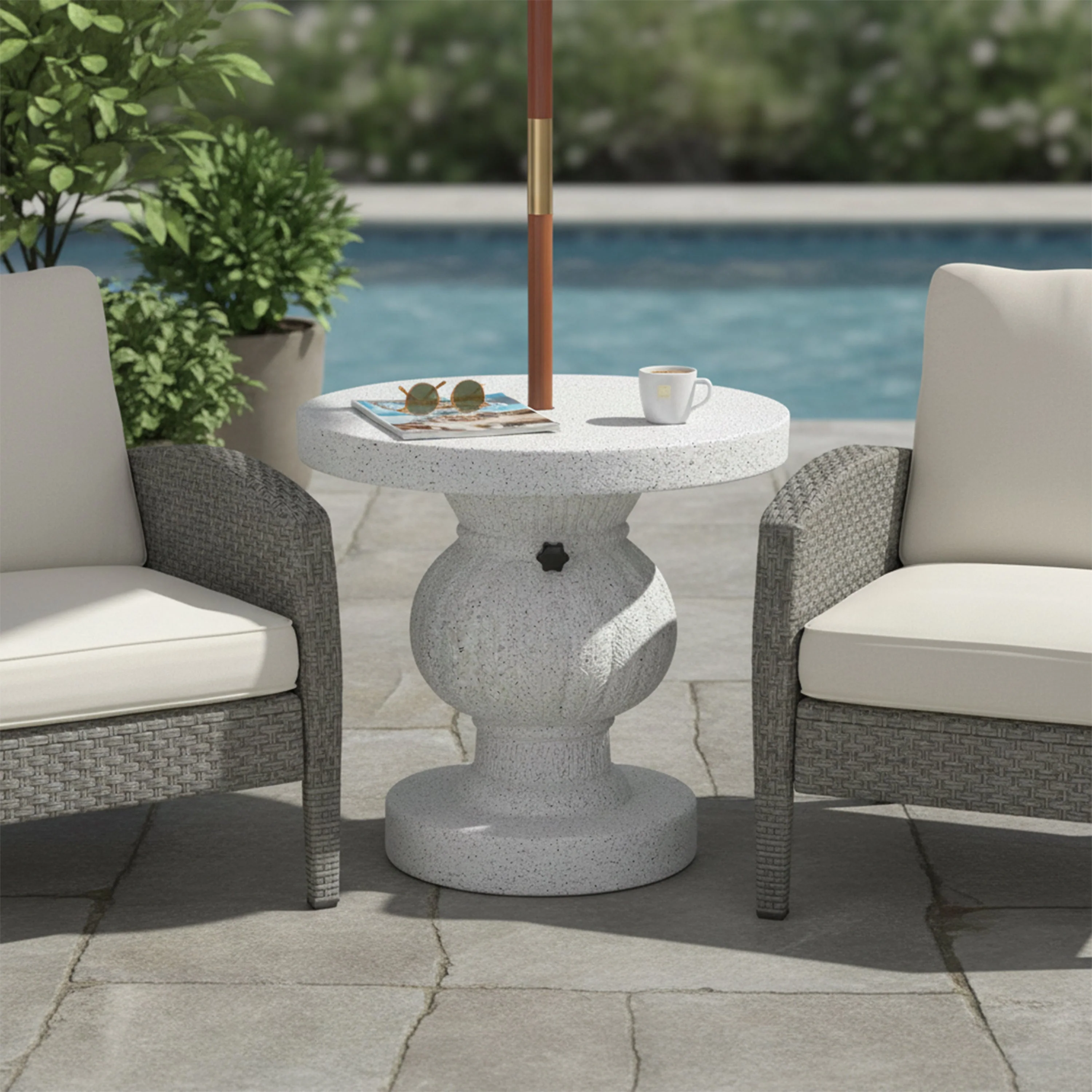 Berra MGO Outdoor Patio Side Table Umbrella Base with Sand-Filling Design - Image 2