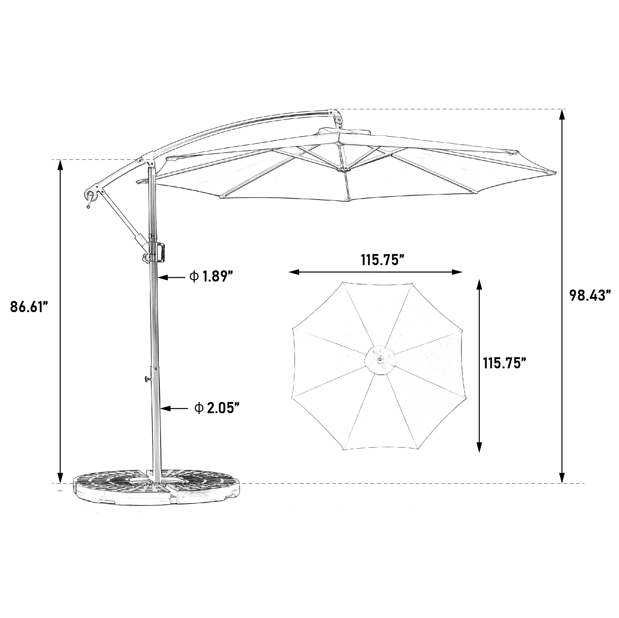 Best Choice Products 10ft Offset Hanging Market Patio Umbrella - Image 15