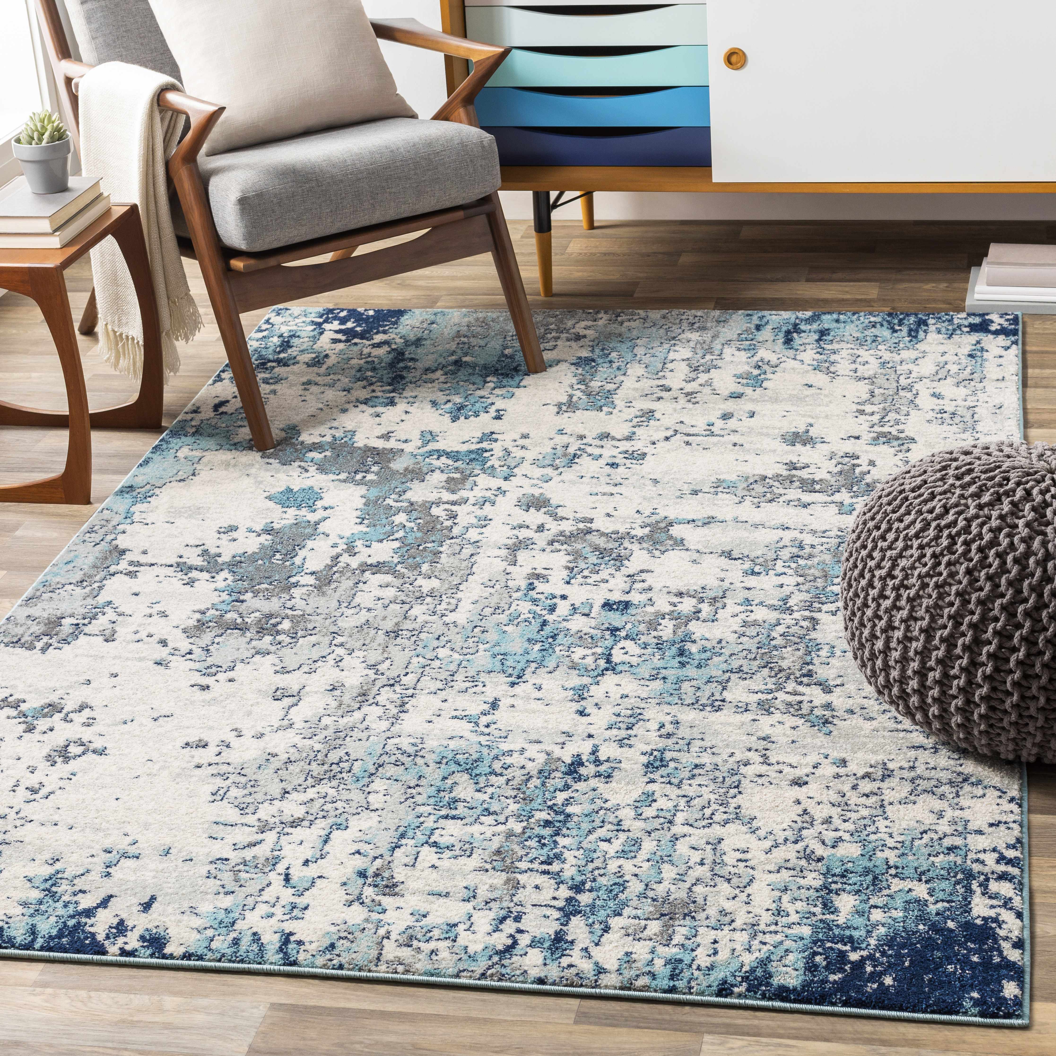 Beverly Abstract Blue Area Rug - Image 2