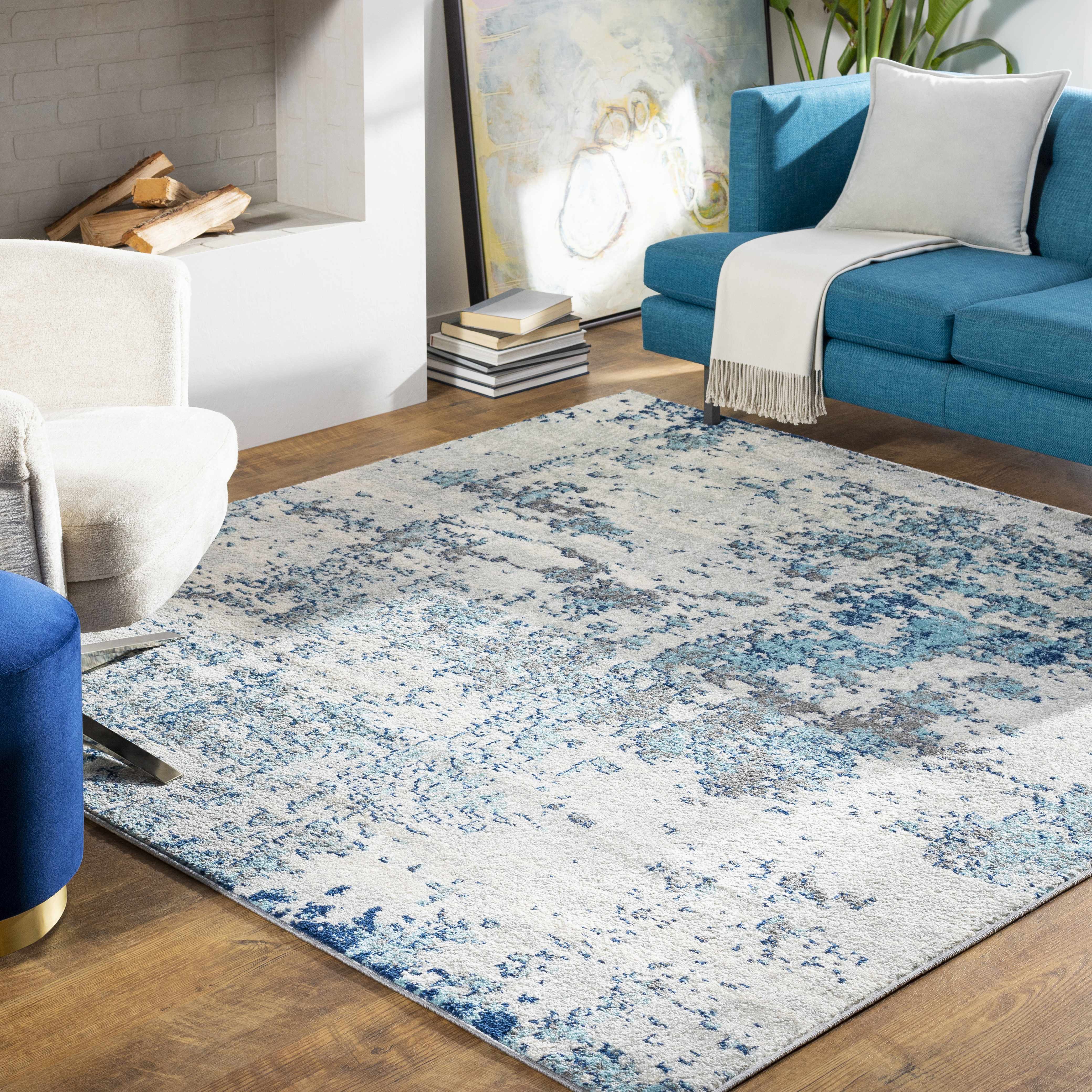 Beverly Abstract Blue Area Rug - Image 3
