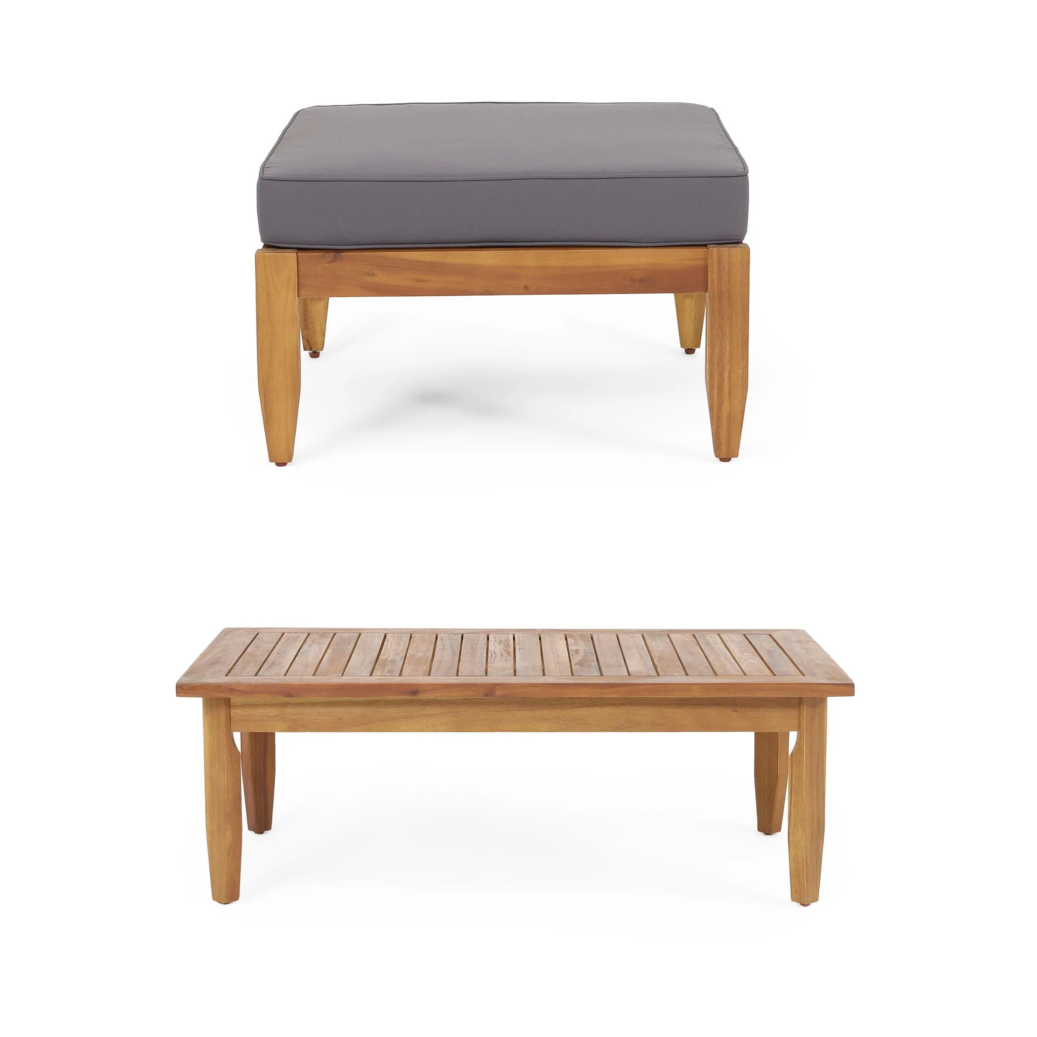 Bianca - Outdoor 3 Seater Sofa Chat Set With Ottoman - Teak - Image 4