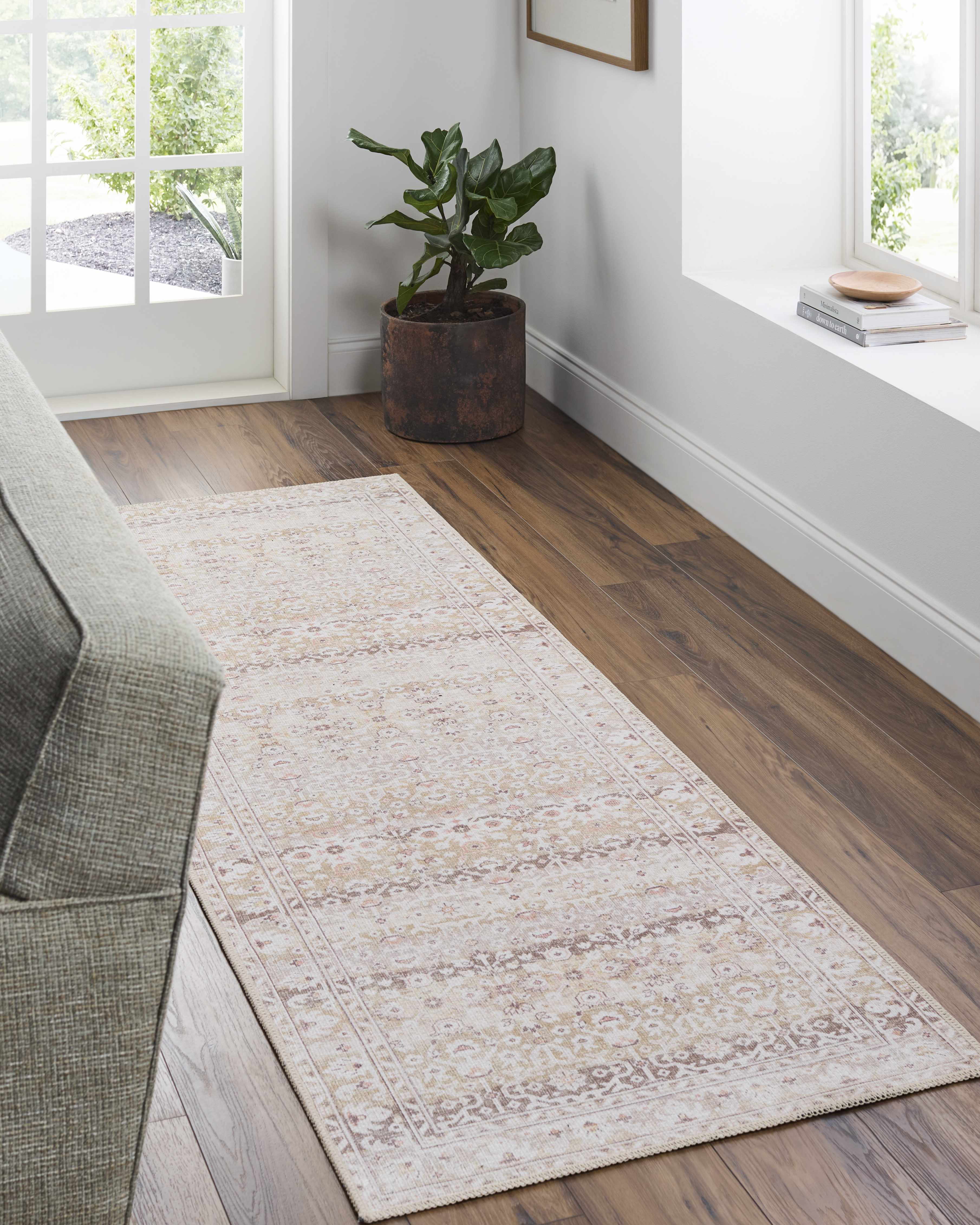 Bienna Vintage Flat Pile Washable Rug - Image 2