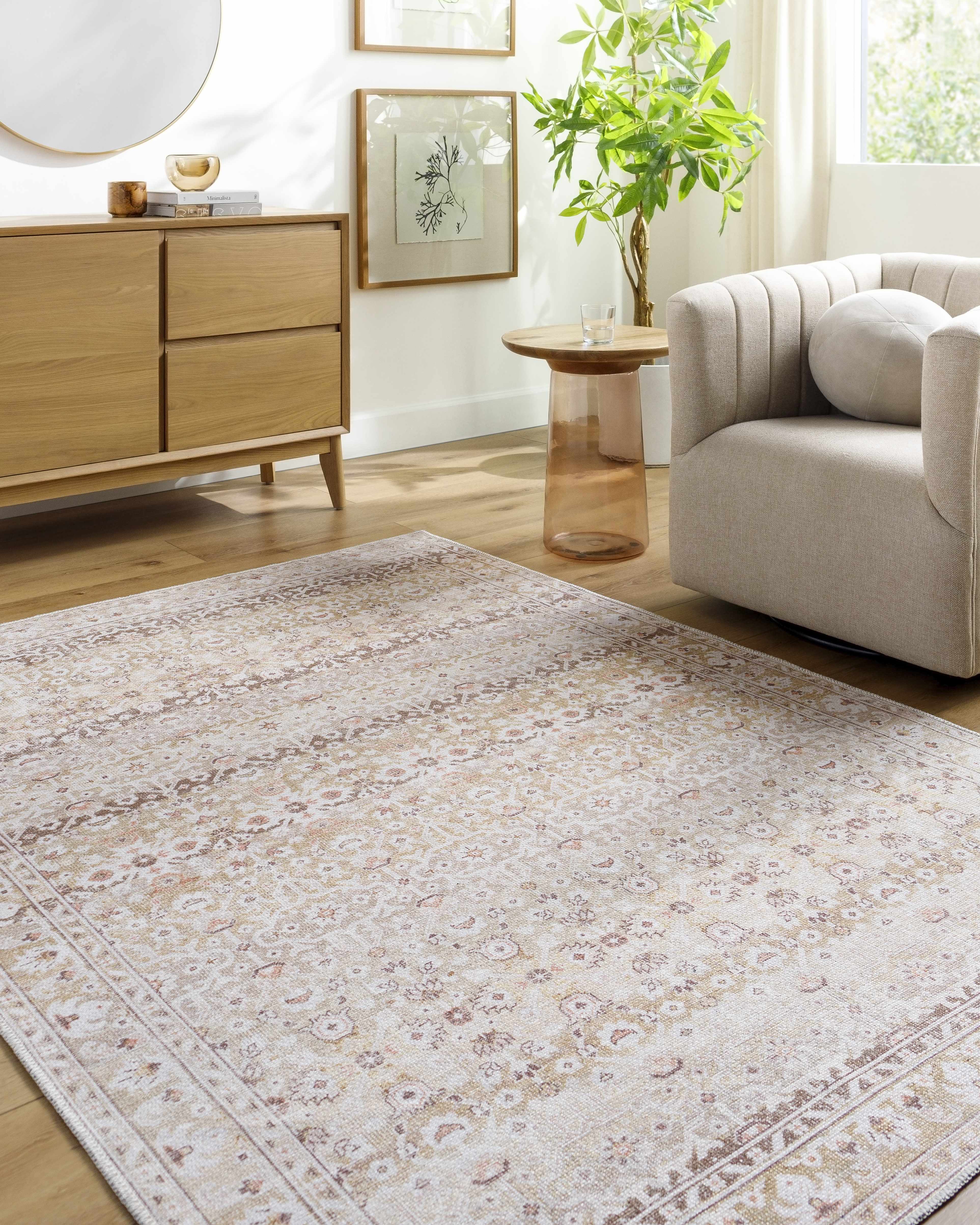 Bienna Vintage Flat Pile Washable Rug - Image 3