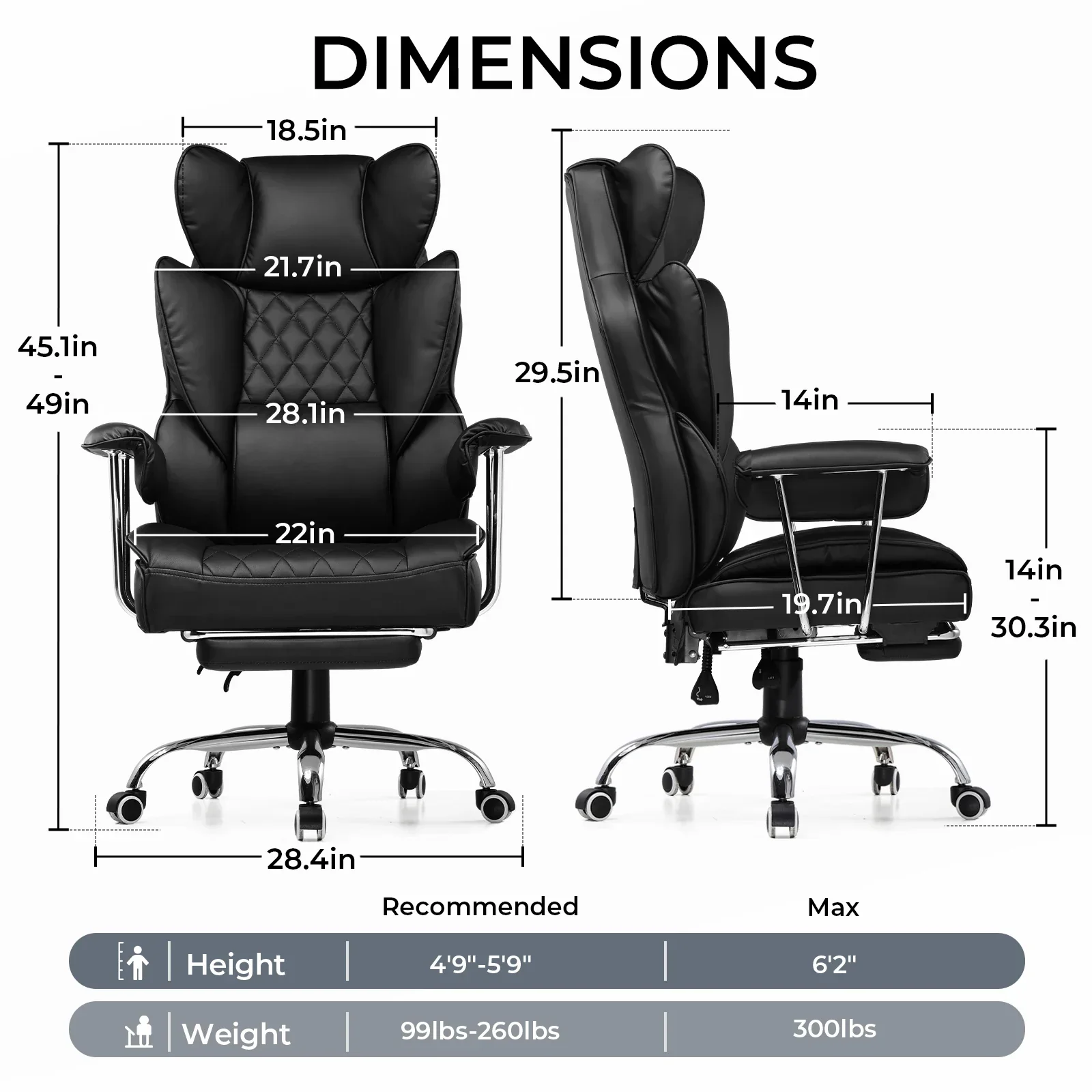 Big and Tall Gaming Chair Pocket Spring Lumbar Support Ergonomic Office Chair - Image 2
