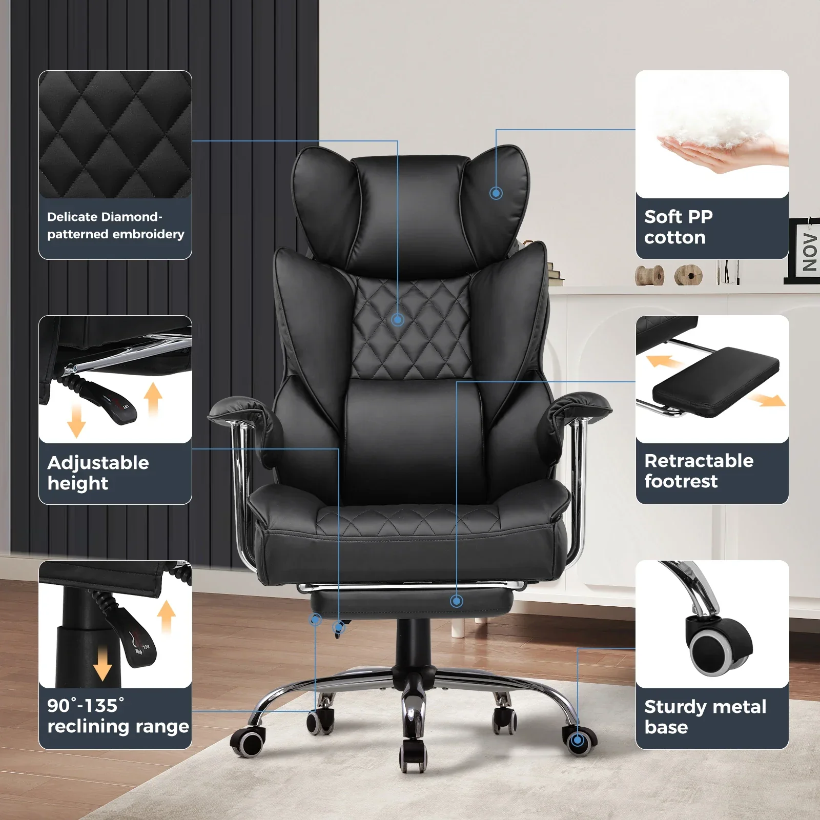 Big and Tall Gaming Chair Pocket Spring Lumbar Support Ergonomic Office Chair - Image 4