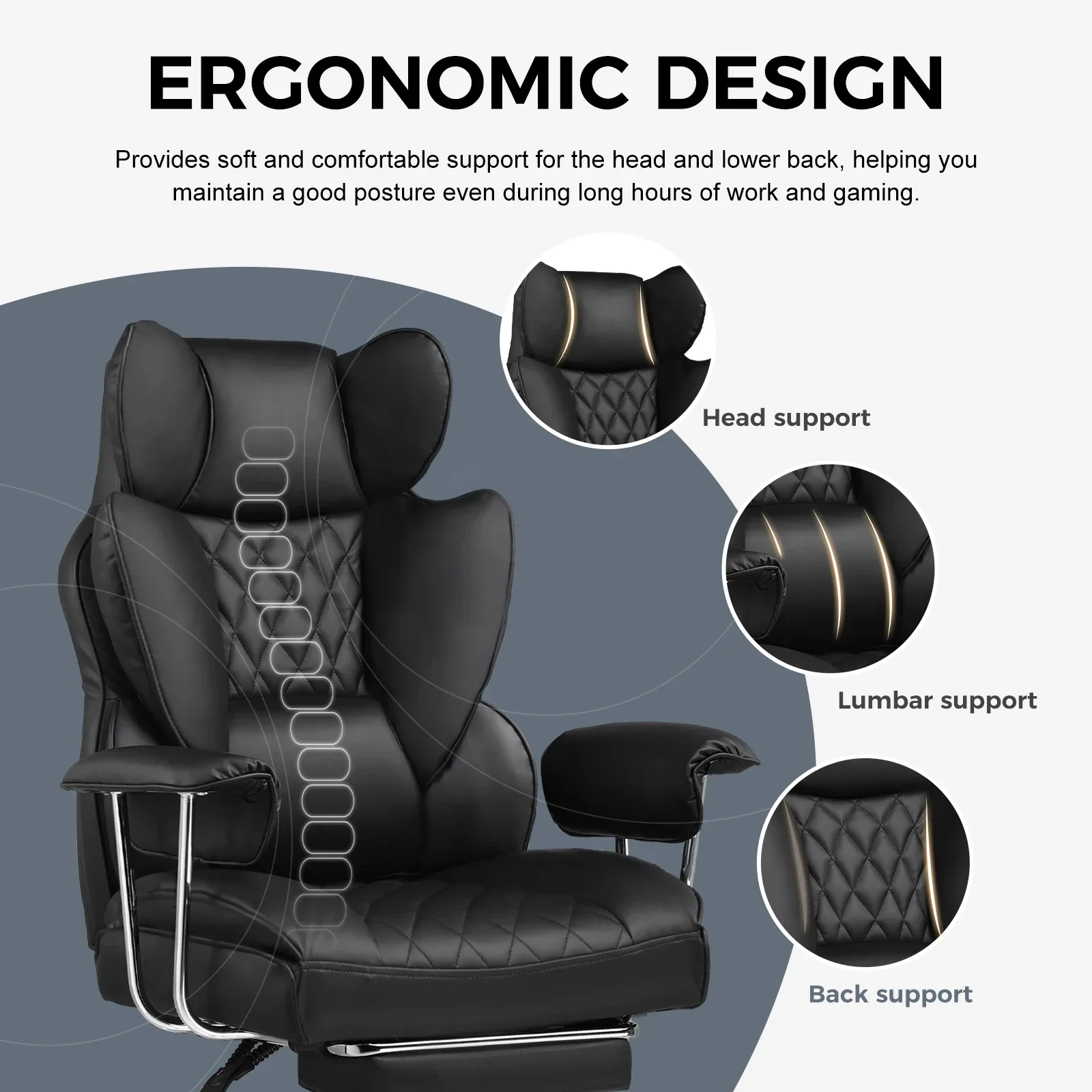 Big and Tall Gaming Chair Pocket Spring Lumbar Support Ergonomic Office Chair - Image 6