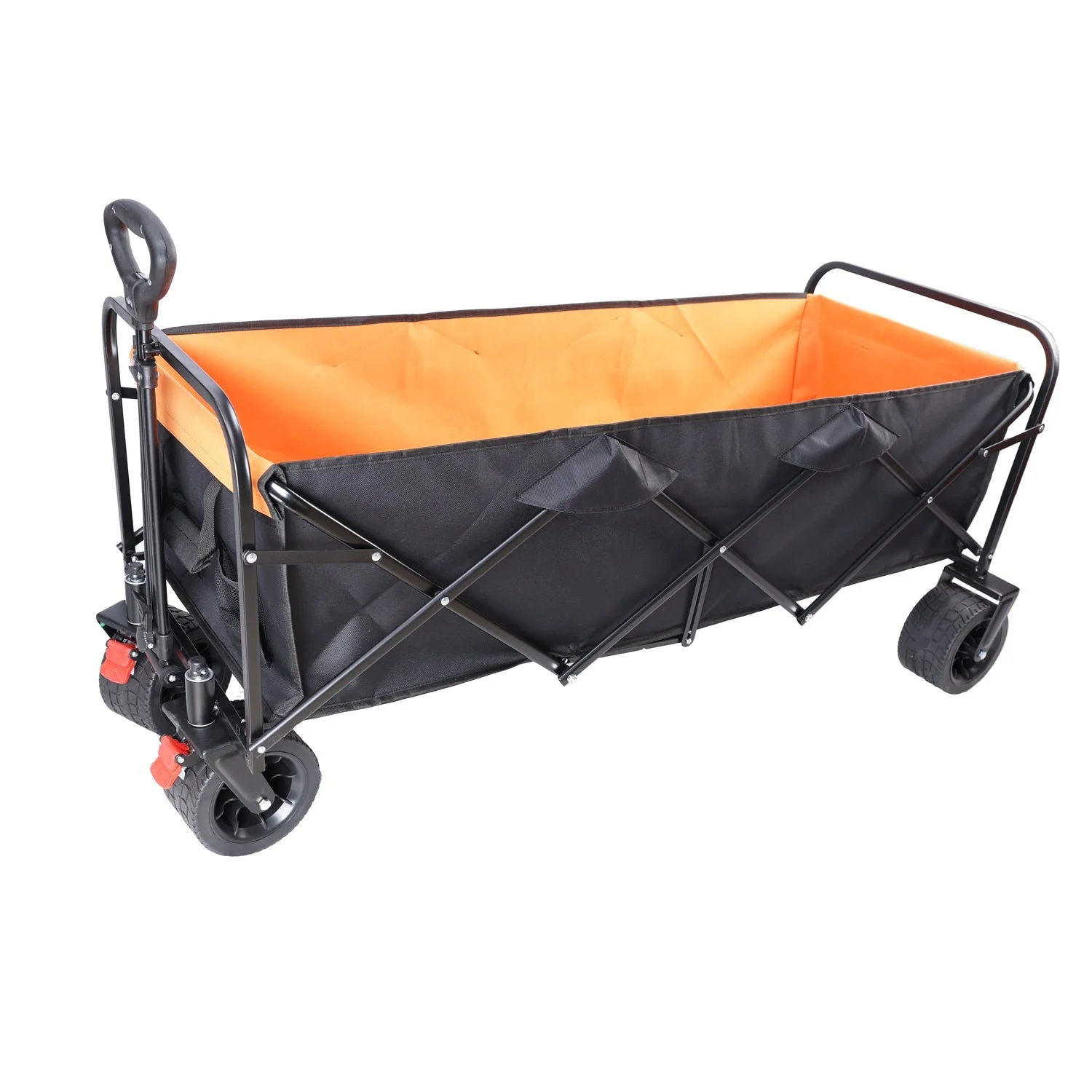 Big Large Capacity Folding Wagon Cart with Extender (Black + Orange) - Image 11