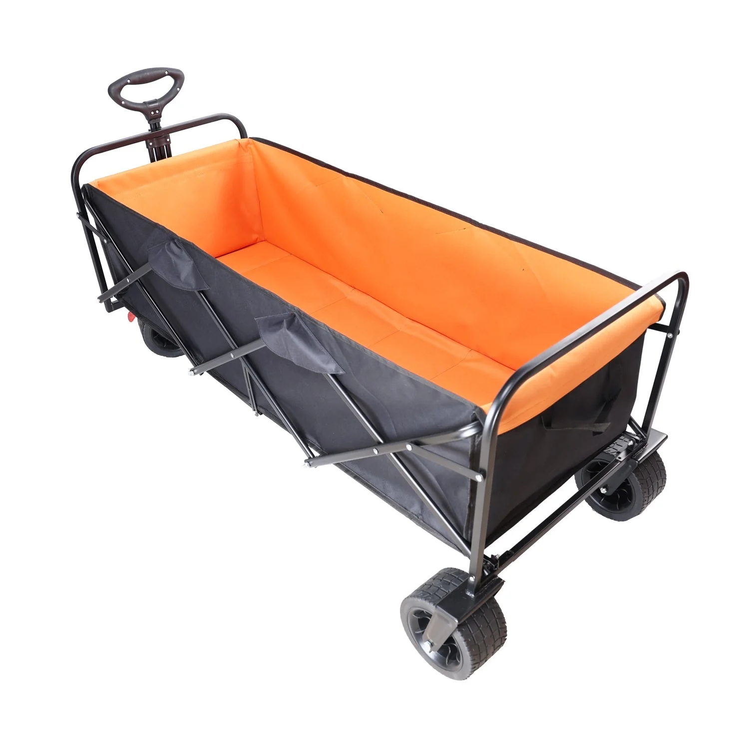 Big Large Capacity Folding Wagon Cart with Extender (Black + Orange) - Image 12