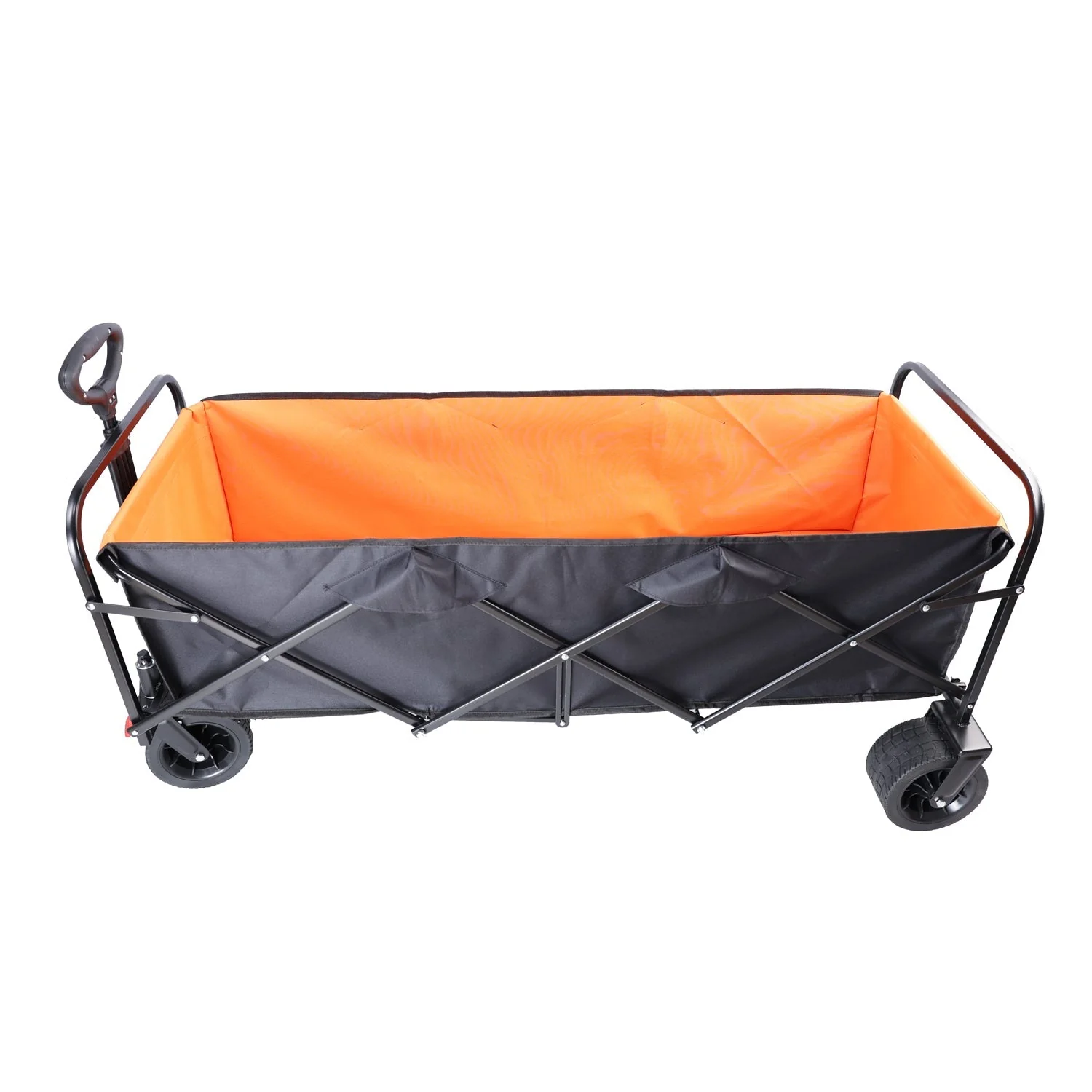 Big Large Capacity Folding Wagon Cart with Extender (Black + Orange) - Image 15