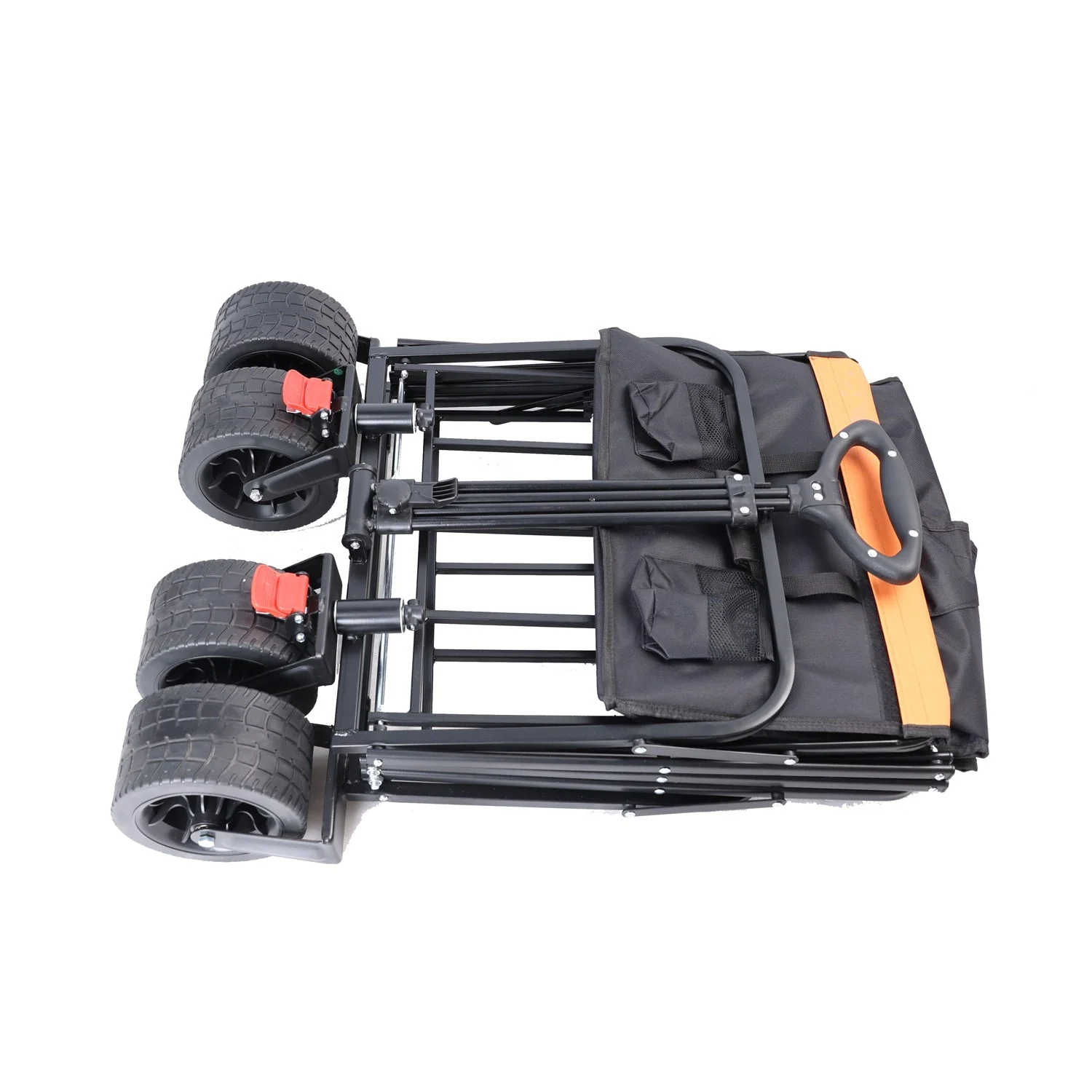 Big Large Capacity Folding Wagon Cart with Extender (Black + Orange) - Image 16