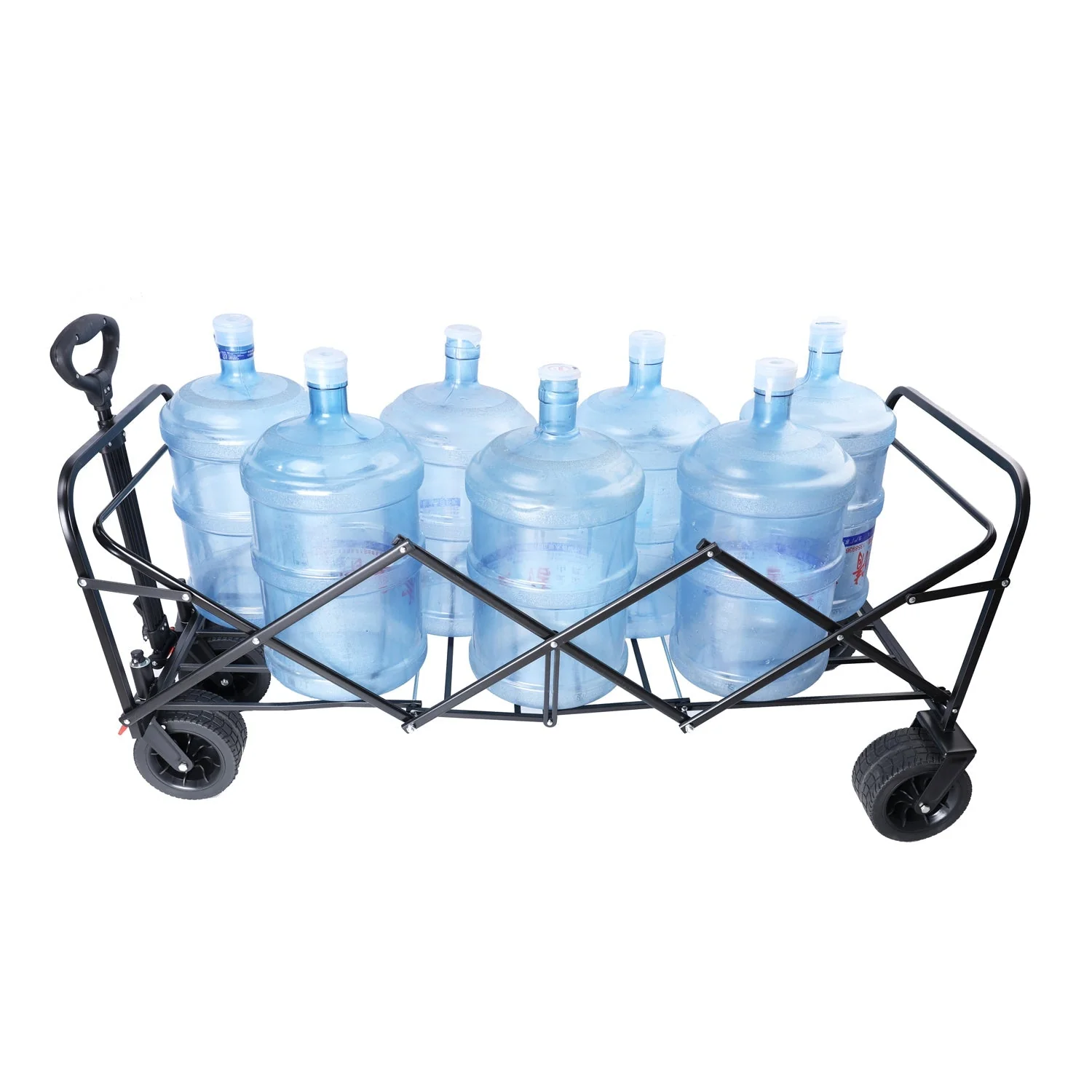 Big Large Capacity Folding Wagon Cart with Extender (Black + Orange) - Image 18