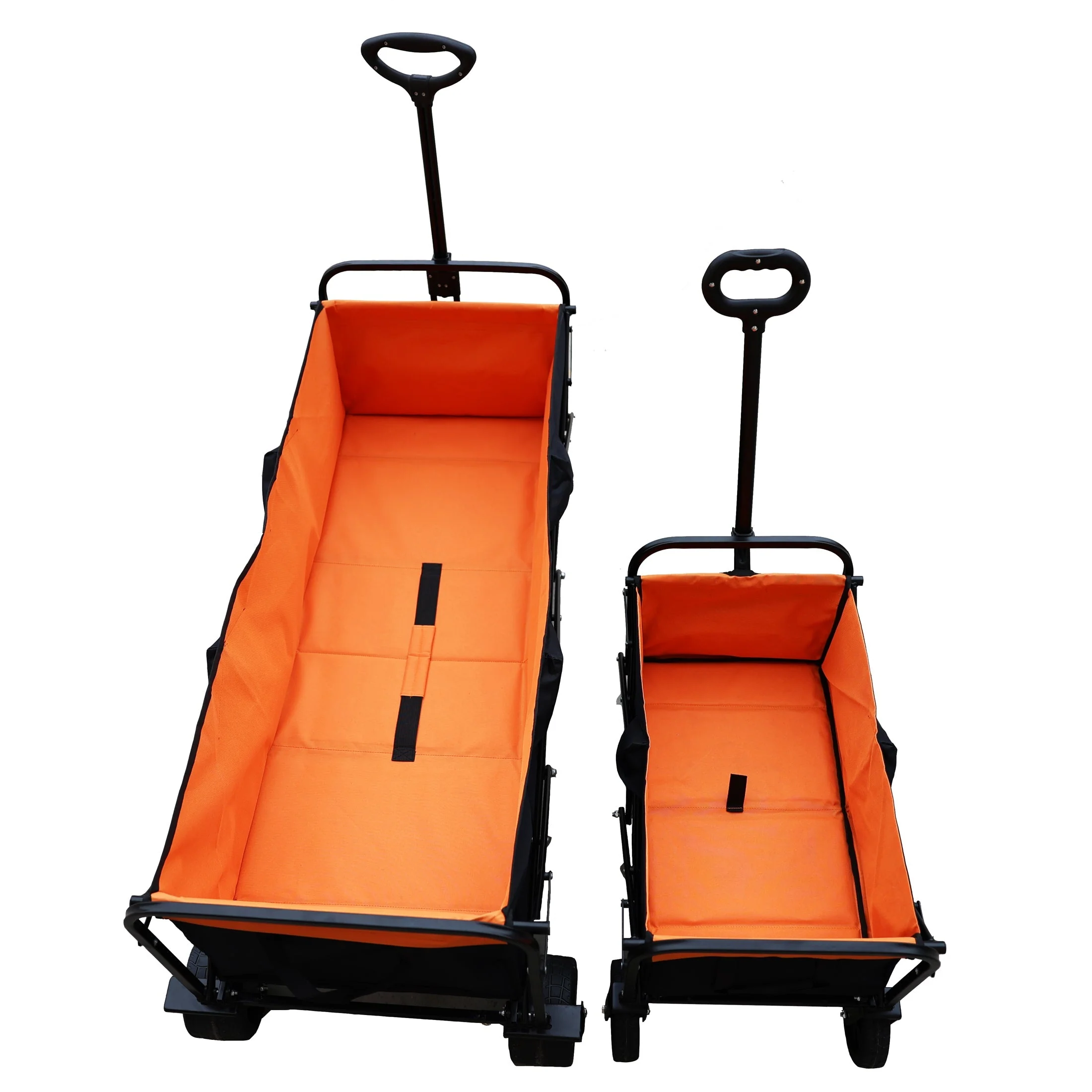 Big Large Capacity Folding Wagon Cart with Extender (Black + Orange) - Image 23