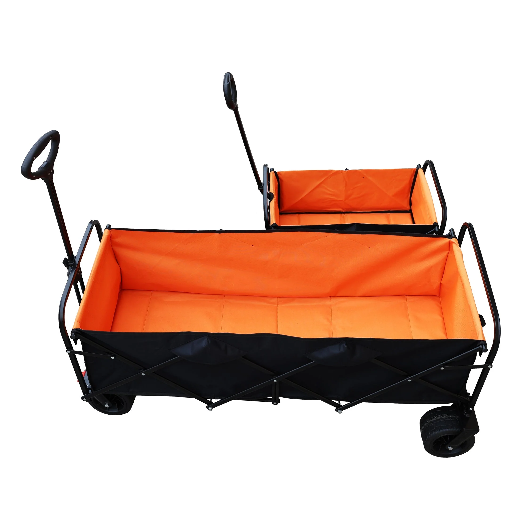 Big Large Capacity Folding Wagon Cart with Extender (Black + Orange) - Image 24