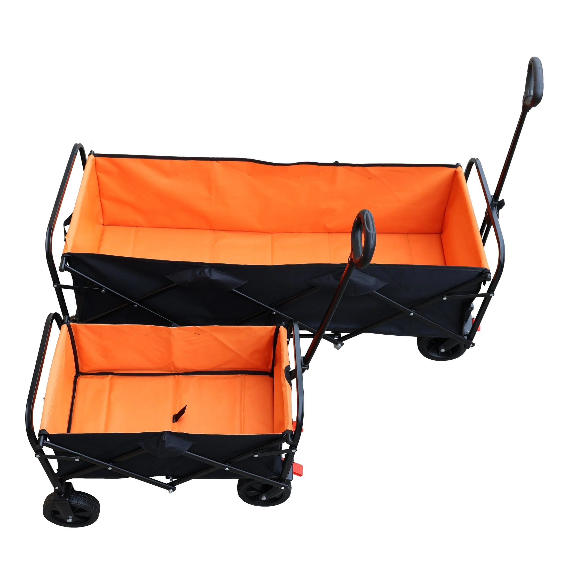 Big Large Capacity Folding Wagon Cart with Extender (Black + Orange) - Image 25