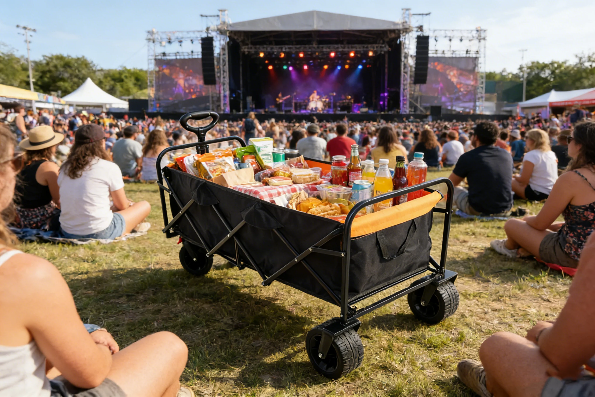 Big Large Capacity Folding Wagon Cart with Extender (Black + Orange) - Image 33