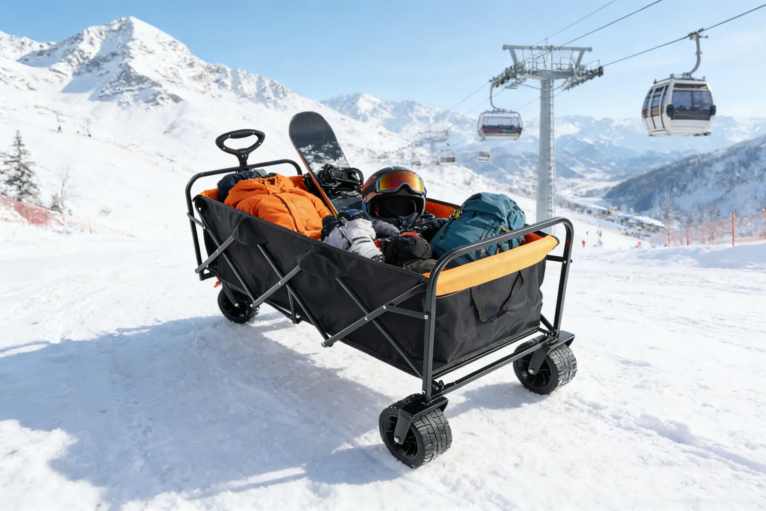 Big Large Capacity Folding Wagon Cart with Extender (Black + Orange) - Image 36