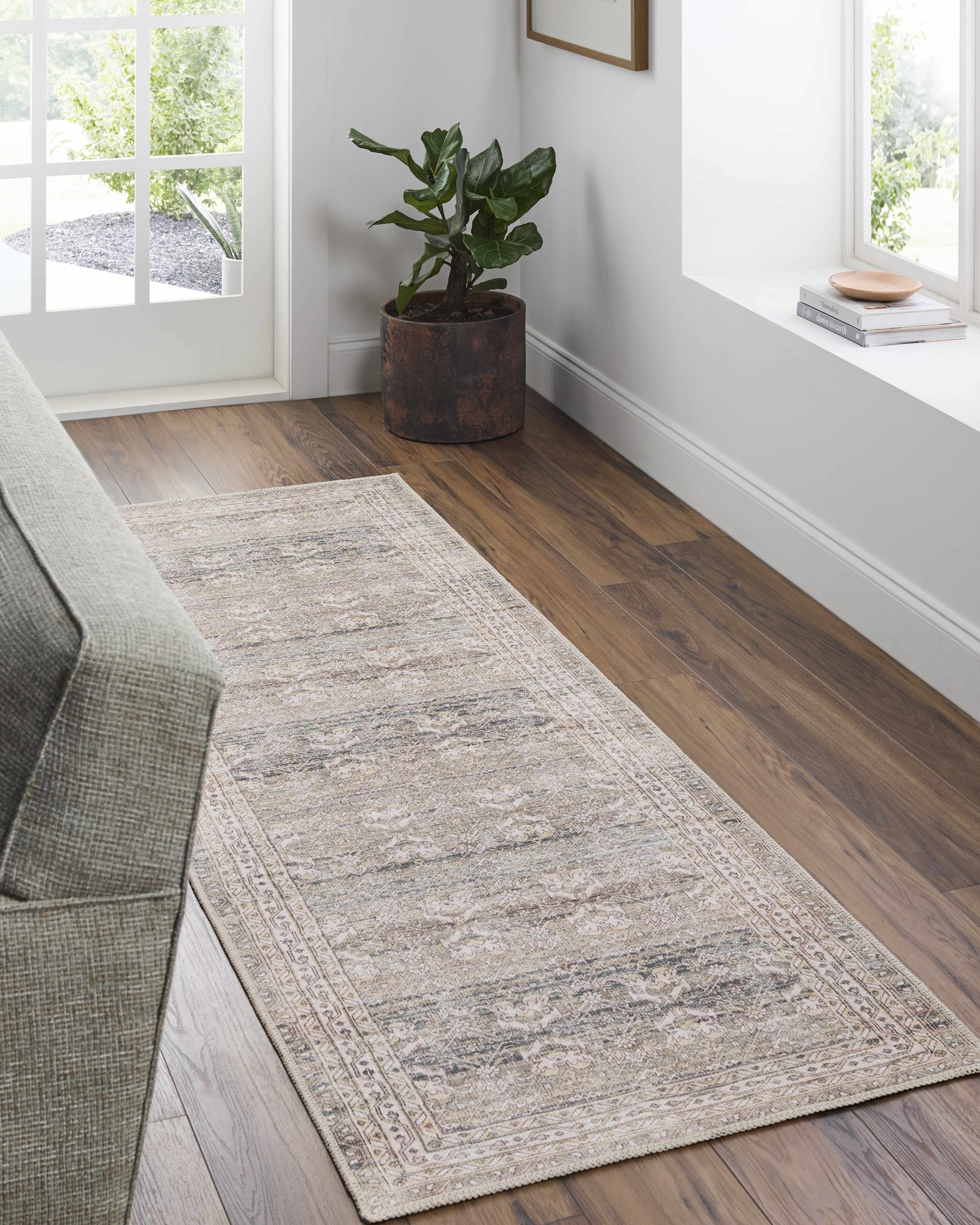 Billie Vintage Flat Pile Washable Rug - Image 2
