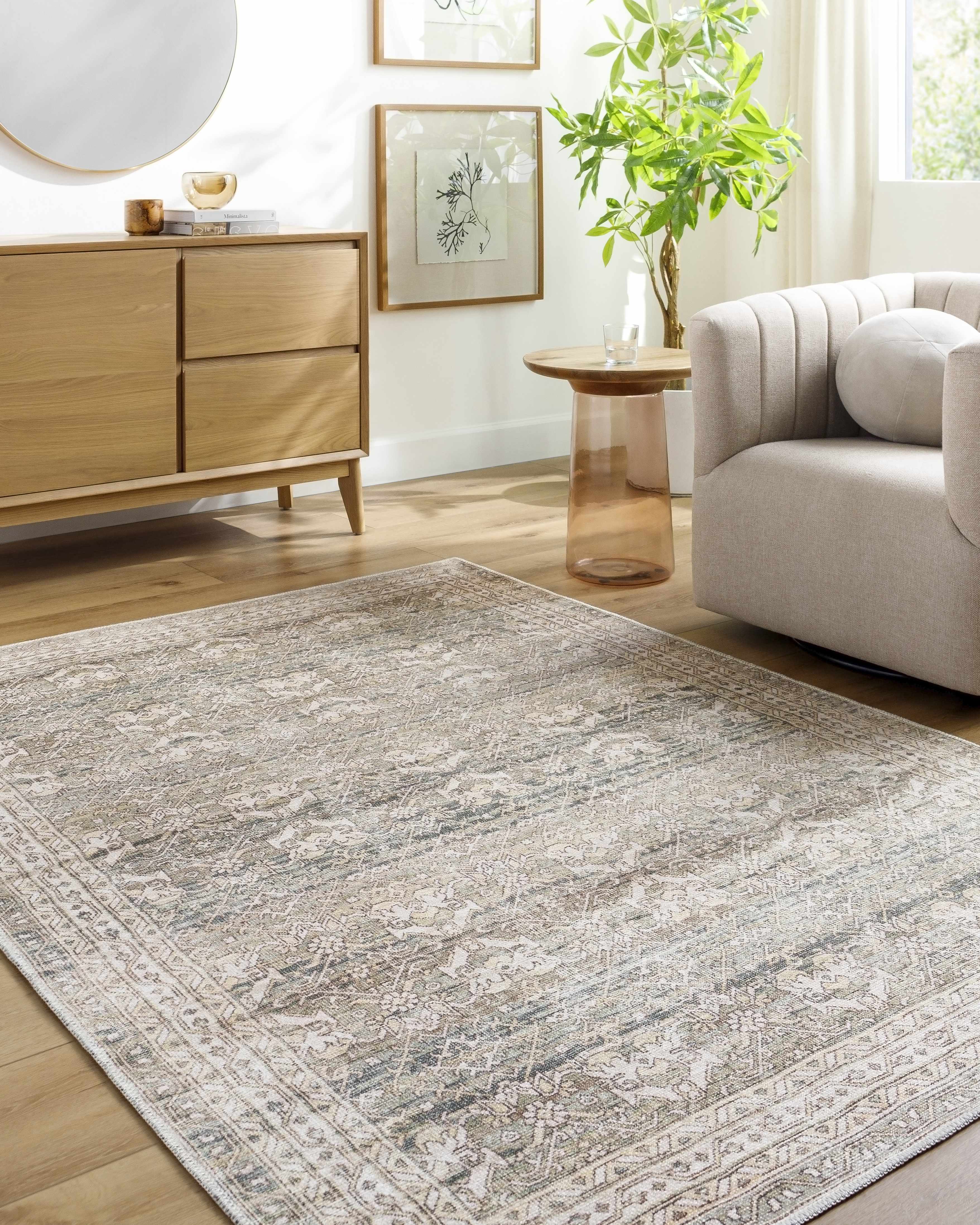 Billie Vintage Flat Pile Washable Rug - Image 3