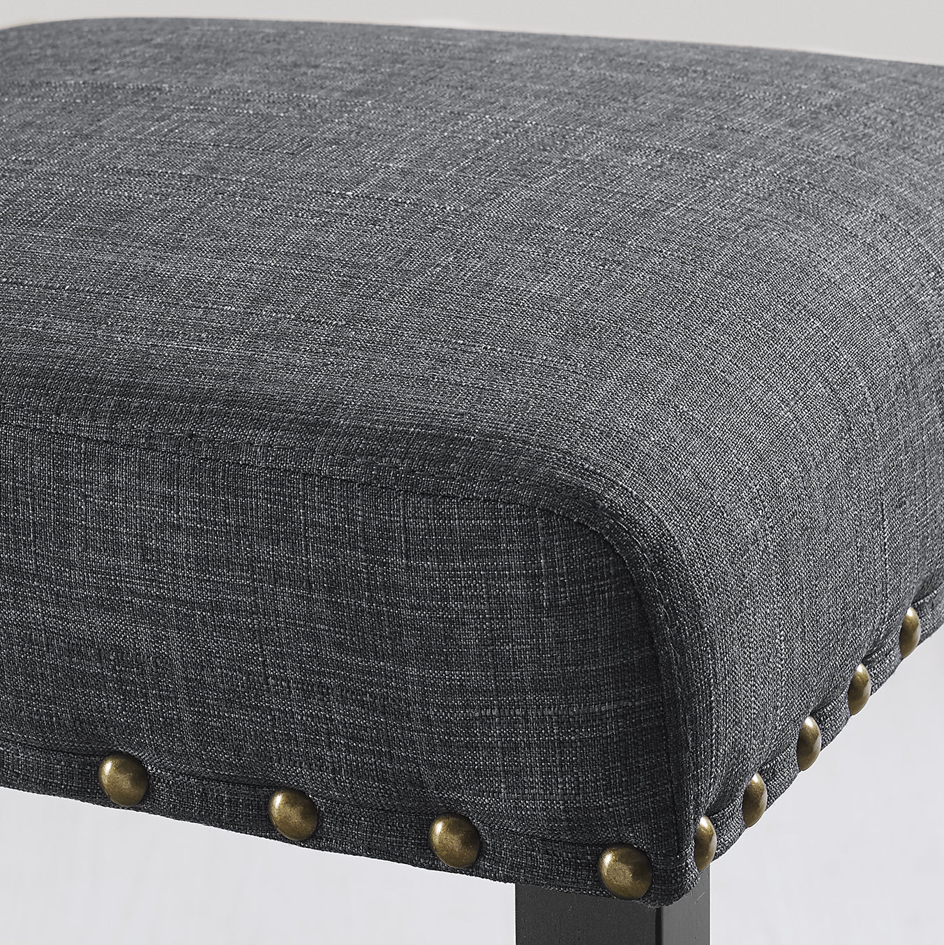 Biony Espresso Wood Dining Set with Gray Fabric Nailhead Chairs - Image 7