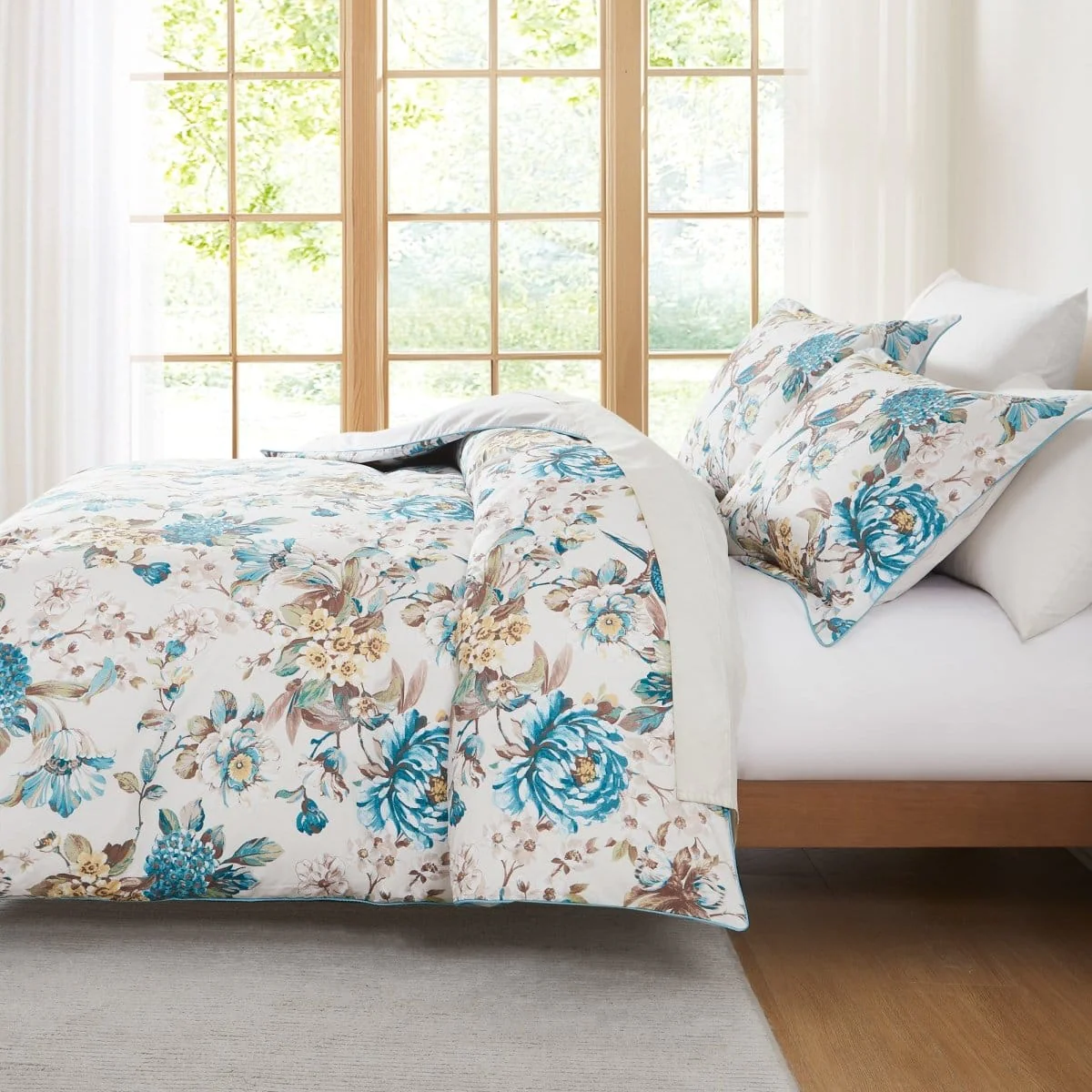 Bird And Hydrangea Reversible Cotton Duvet Cover Set - Image 10