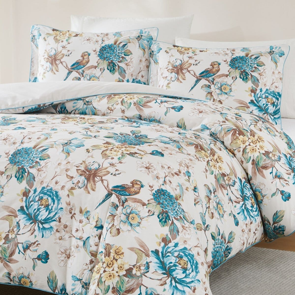 Bird And Hydrangea Reversible Cotton Duvet Cover Set - Image 2
