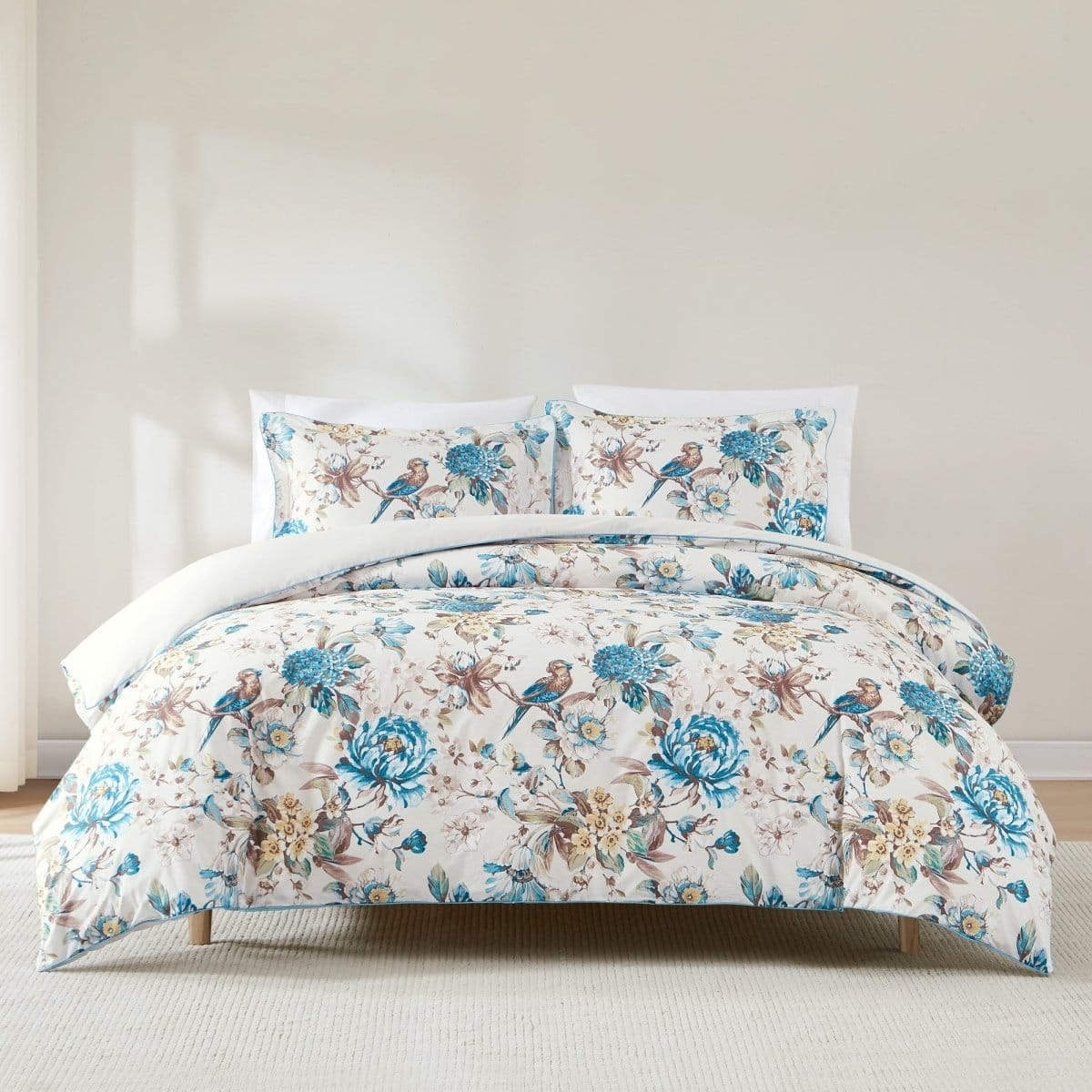 Bird And Hydrangea Reversible Cotton Duvet Cover Set - Image 8