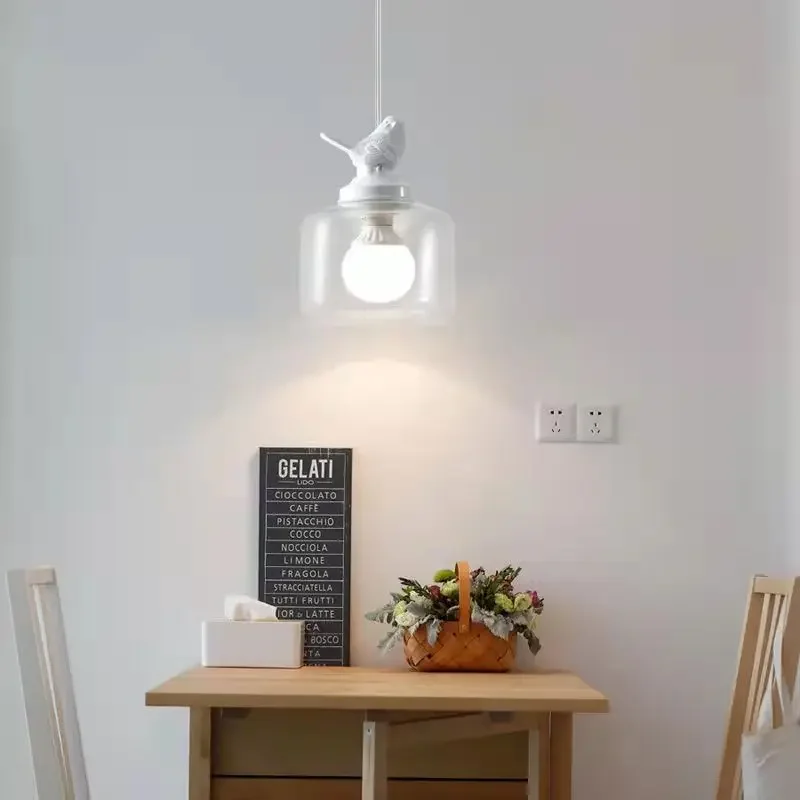 Bird Glass Pendant Light E27 Hanging LED Lamp Dining Kitchen Bedroom Decor - Image 2