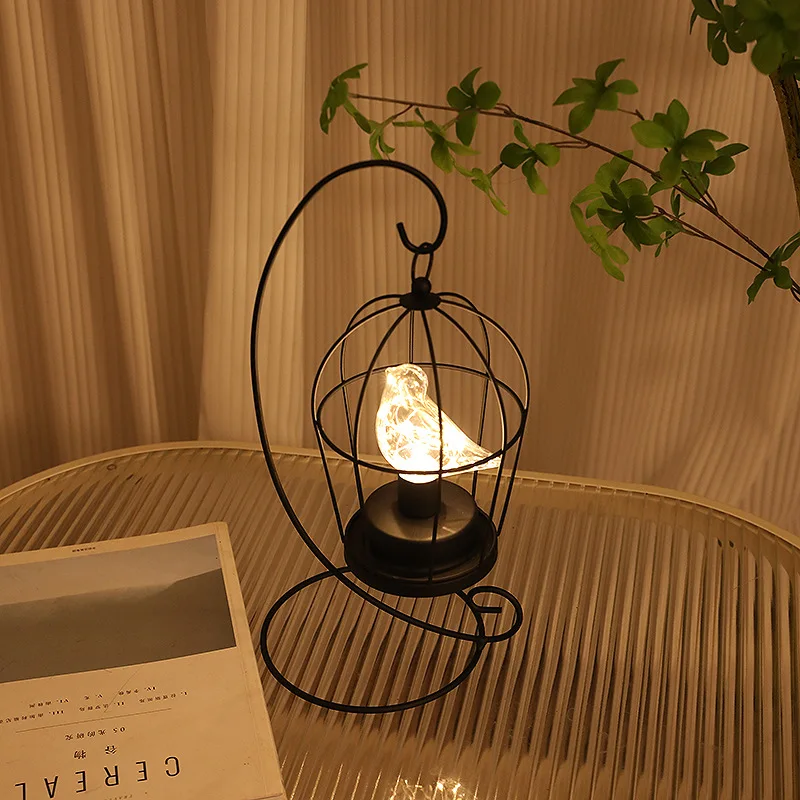 Birdcage Table Lamp Warm White Fairy Light Bird LED Bedroom Living Room Decor - Image 4