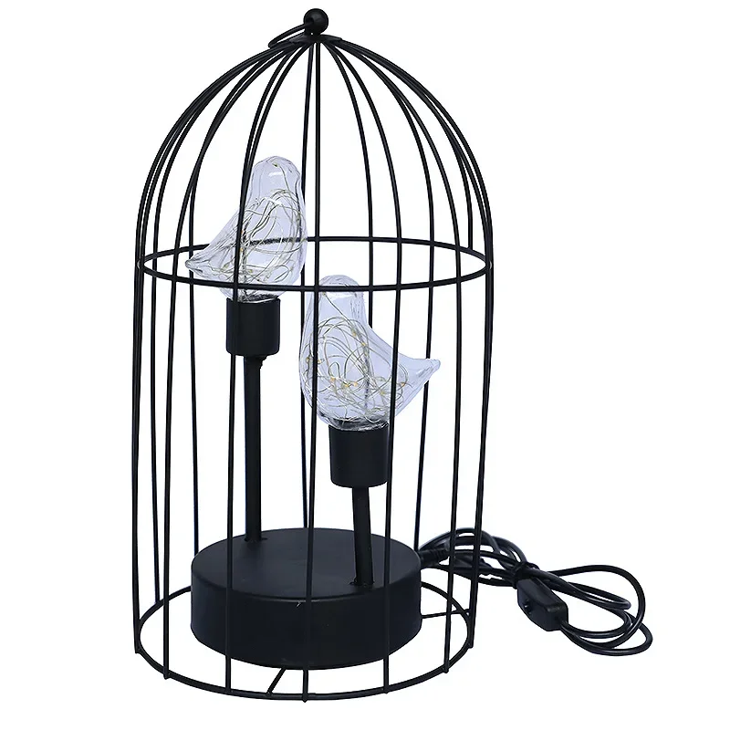 Birdcage Table Lamp Warm White Fairy Light Bird LED Bedroom Living Room Decor - Image 6
