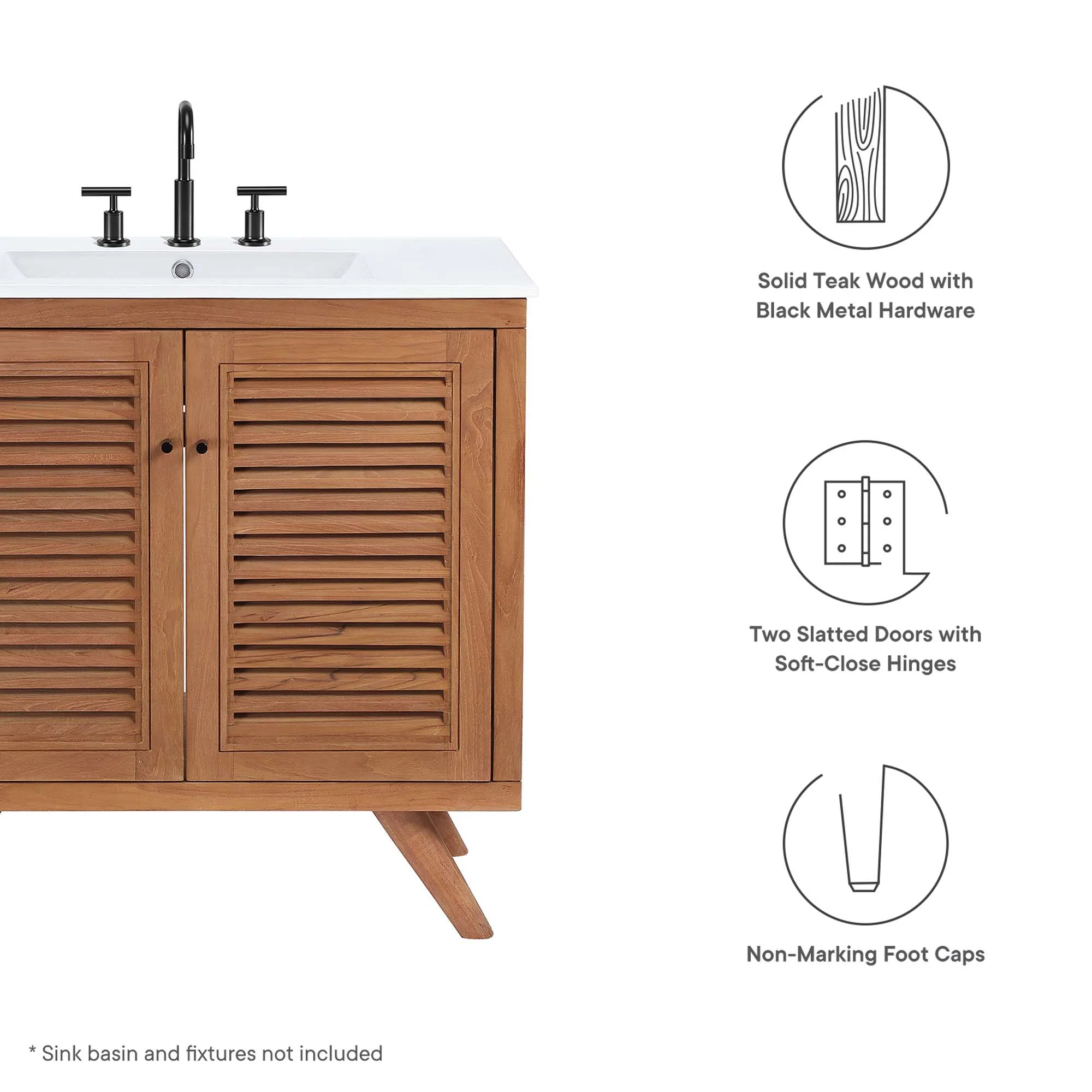 Birdie 36" Teak Wood Bathroom Vanity Cabinet (Sink Basin Not Included) by Modway - Image 2