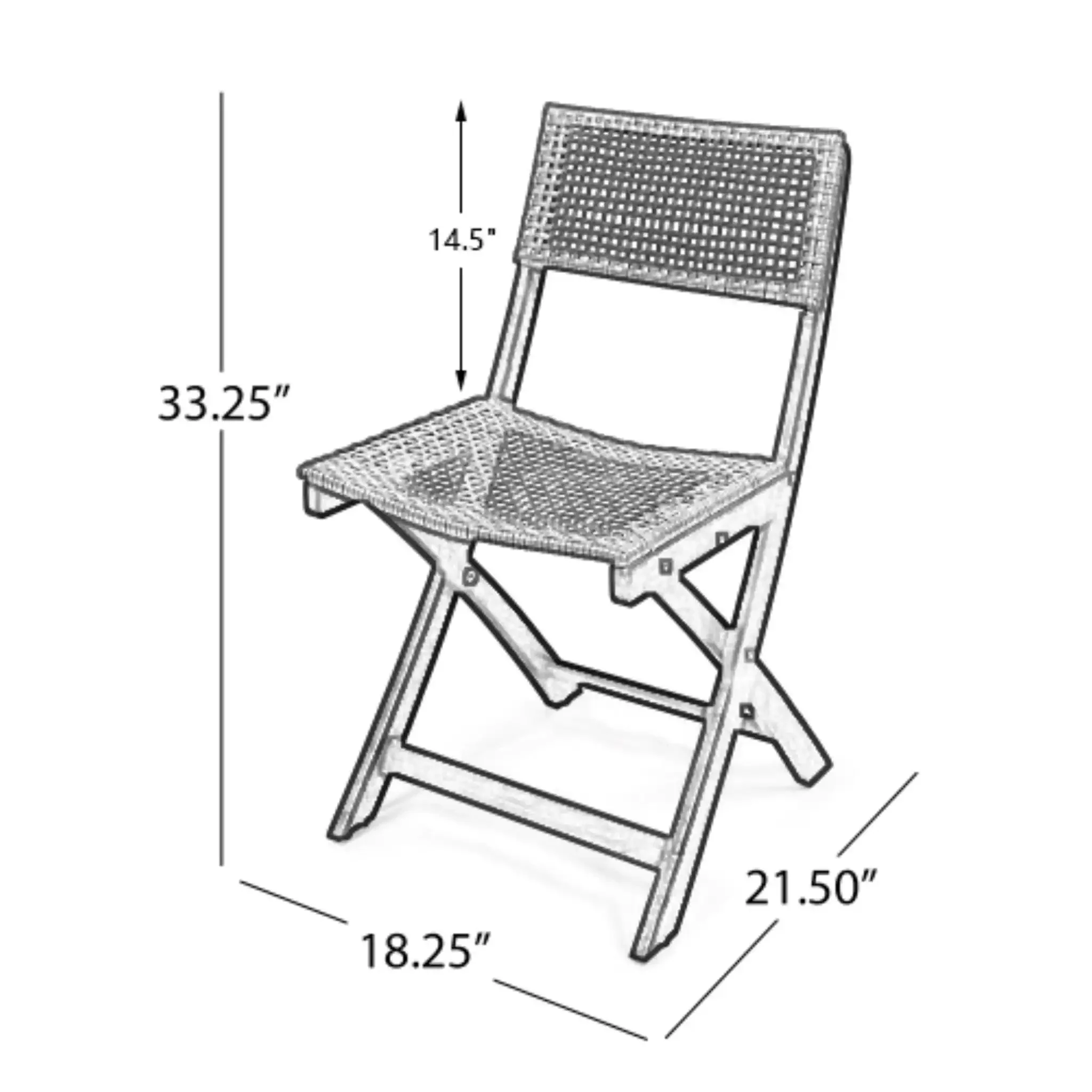 Bistro Foldable Chair With Wicker Backrest - Image 4