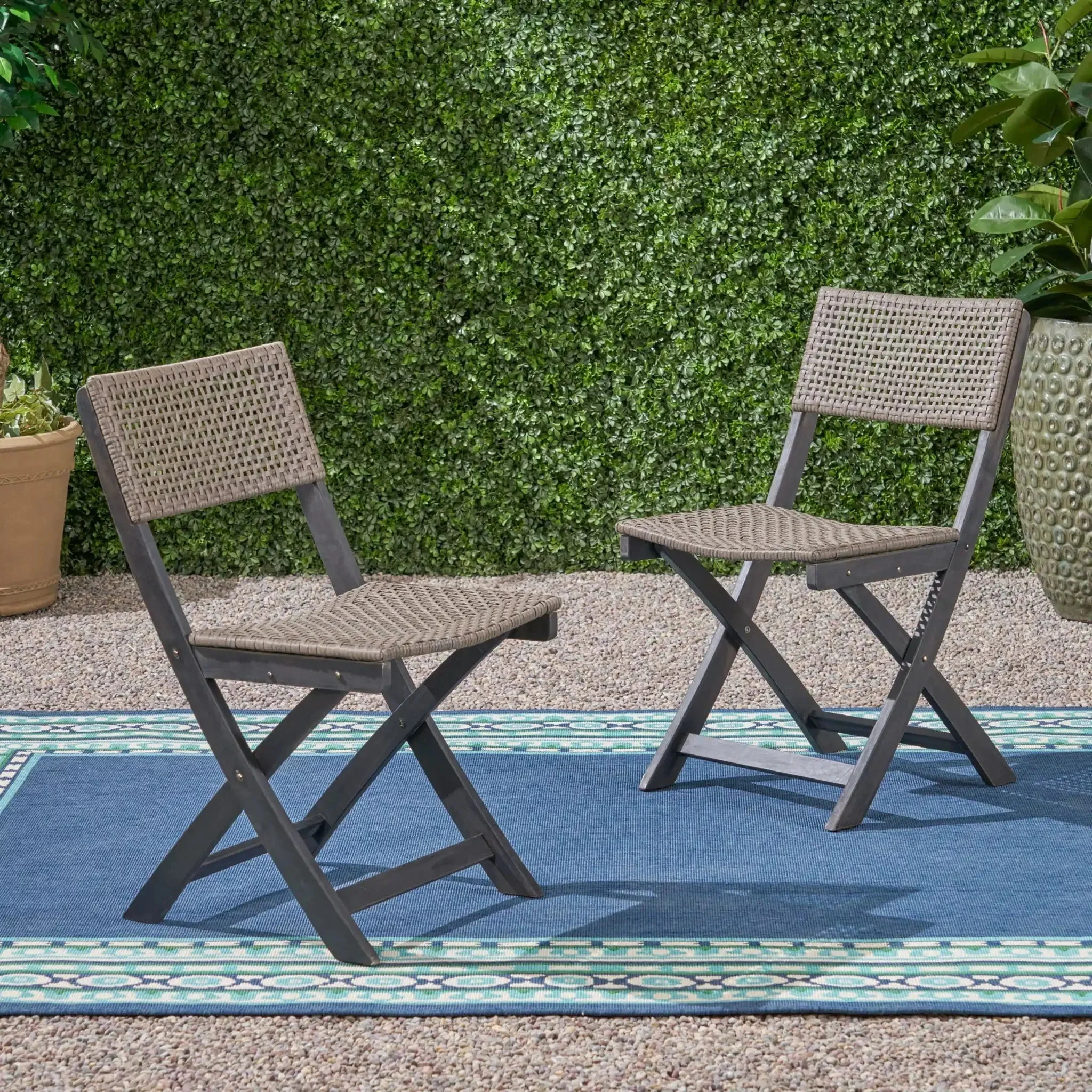 Bistro Foldable Chair With Wicker Backrest - Image 5