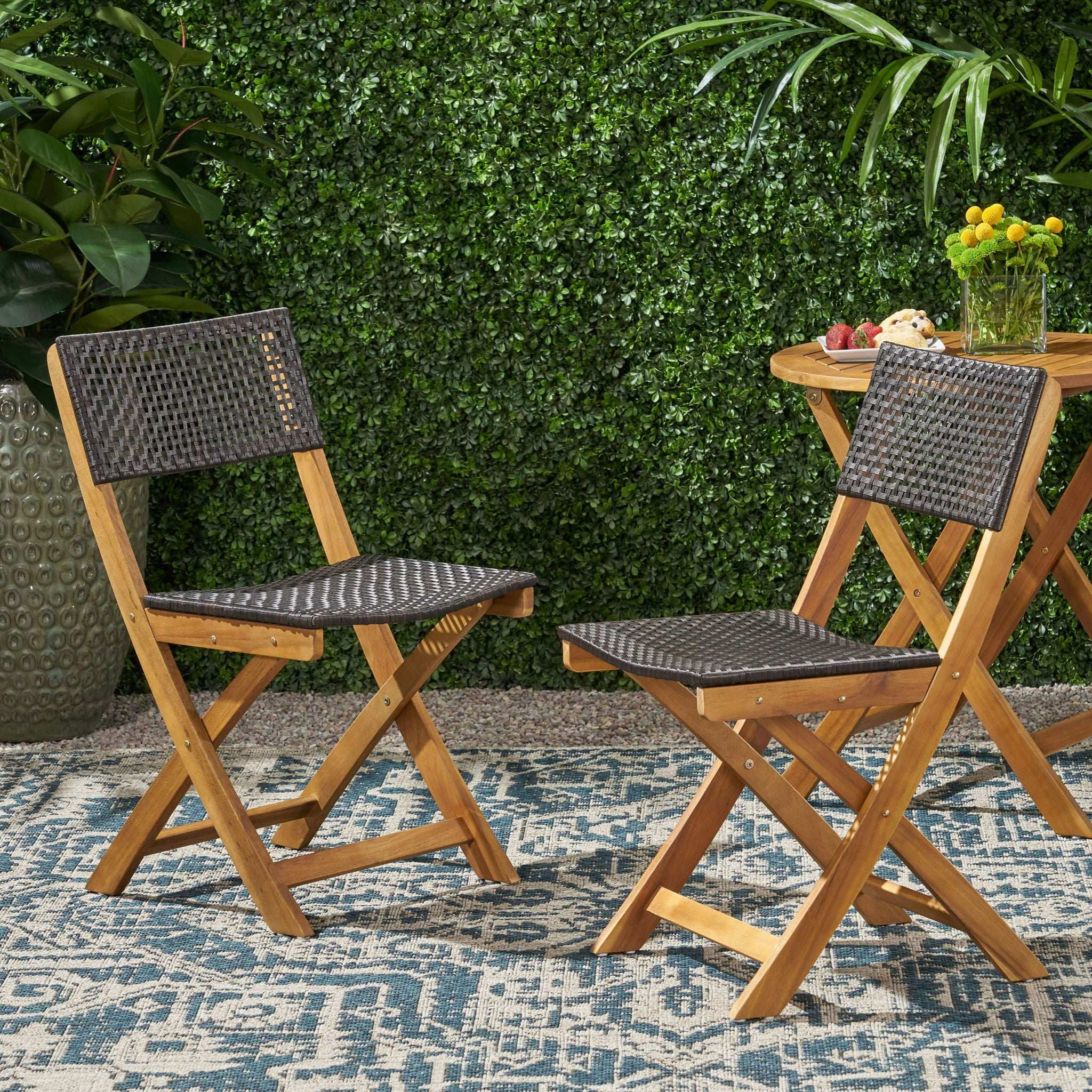 Bistro Foldable Chair With Wicker Backrest - Image 6