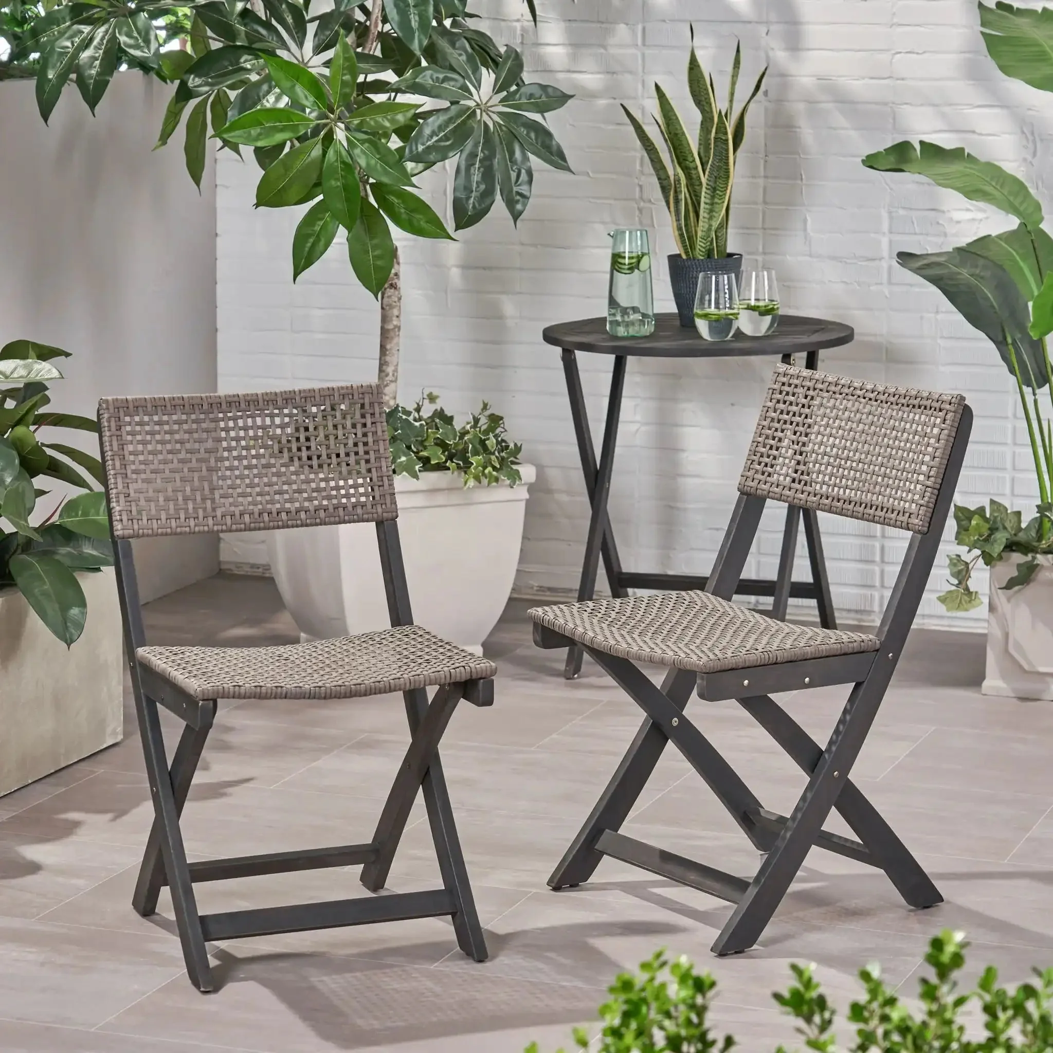 Bistro Foldable Chair With Wicker Backrest - Image 7