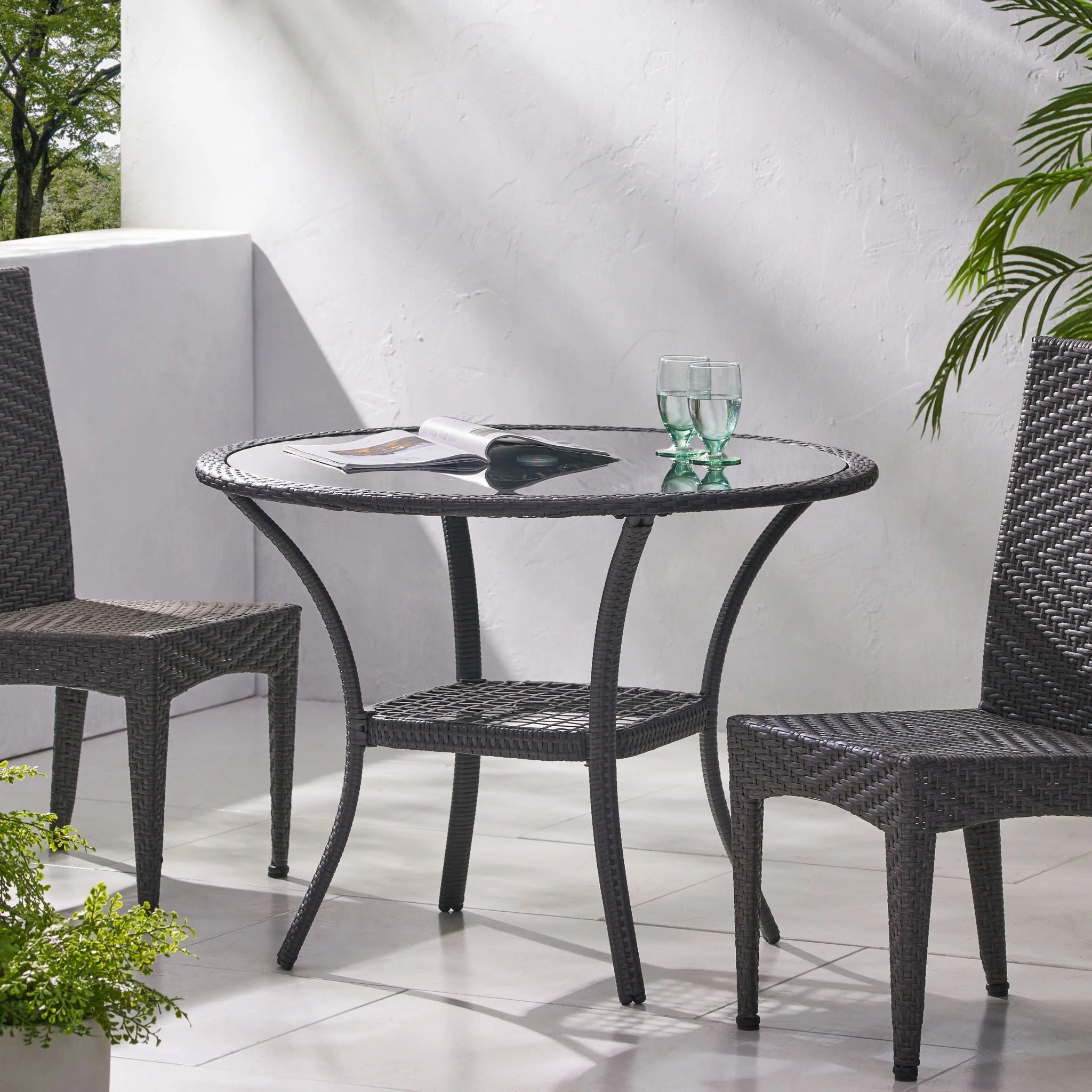 Bistro Table With Iron Frame And Glass Top - Gray - Image 4