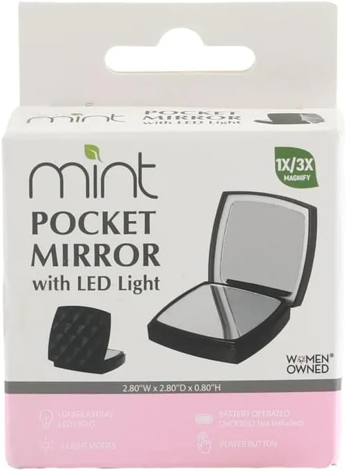 Black 1x/3x Magnifying Rechargeable LED Compact Makeup Mirror - Image 11