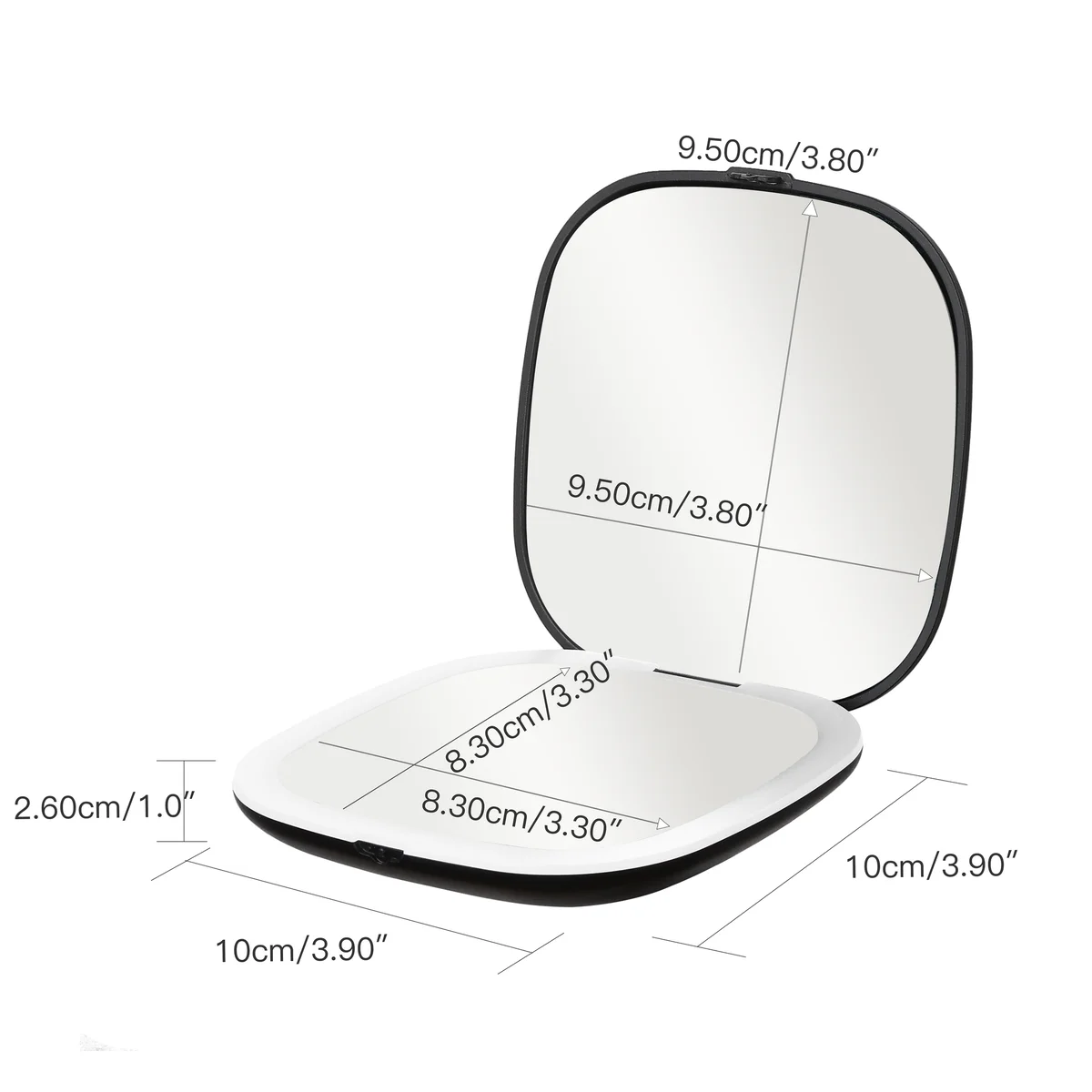 Black 1x/3x Magnifying Rechargeable LED Compact Makeup Mirror - Image 4