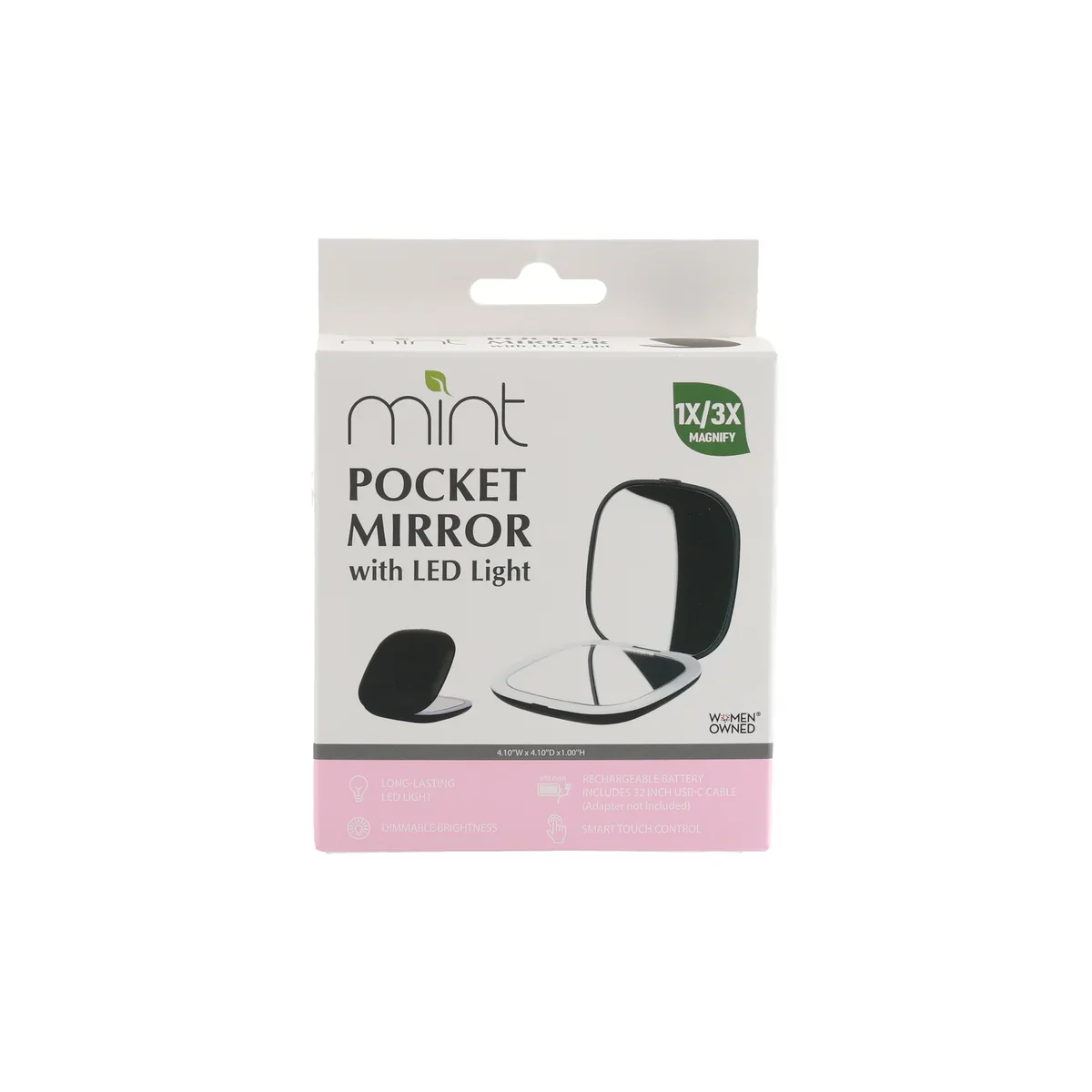 Black 1x/3x Magnifying Rechargeable LED Compact Makeup Mirror - Image 6