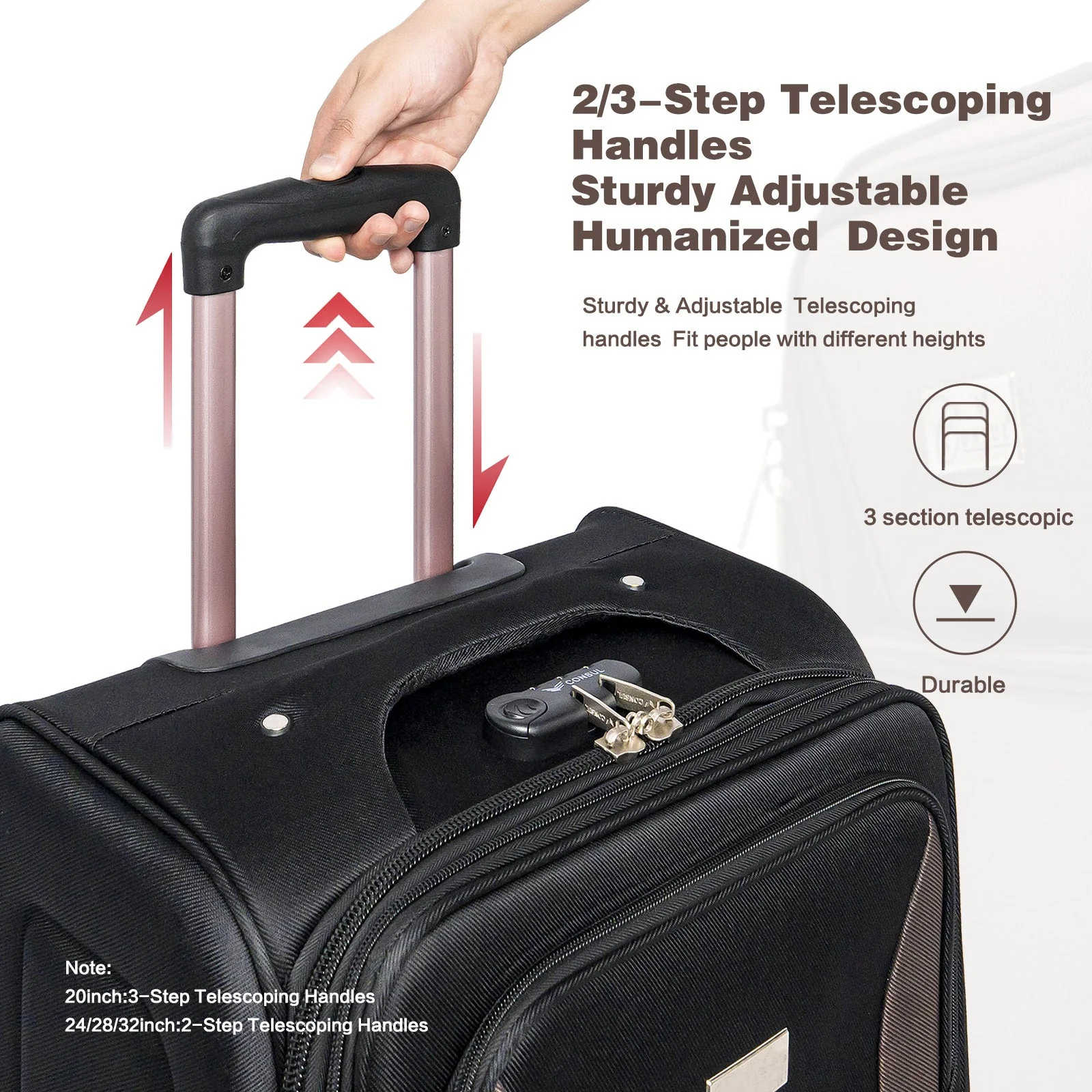 Black 4-Piece Luggage Set – 20”24”28”32” - Image 2