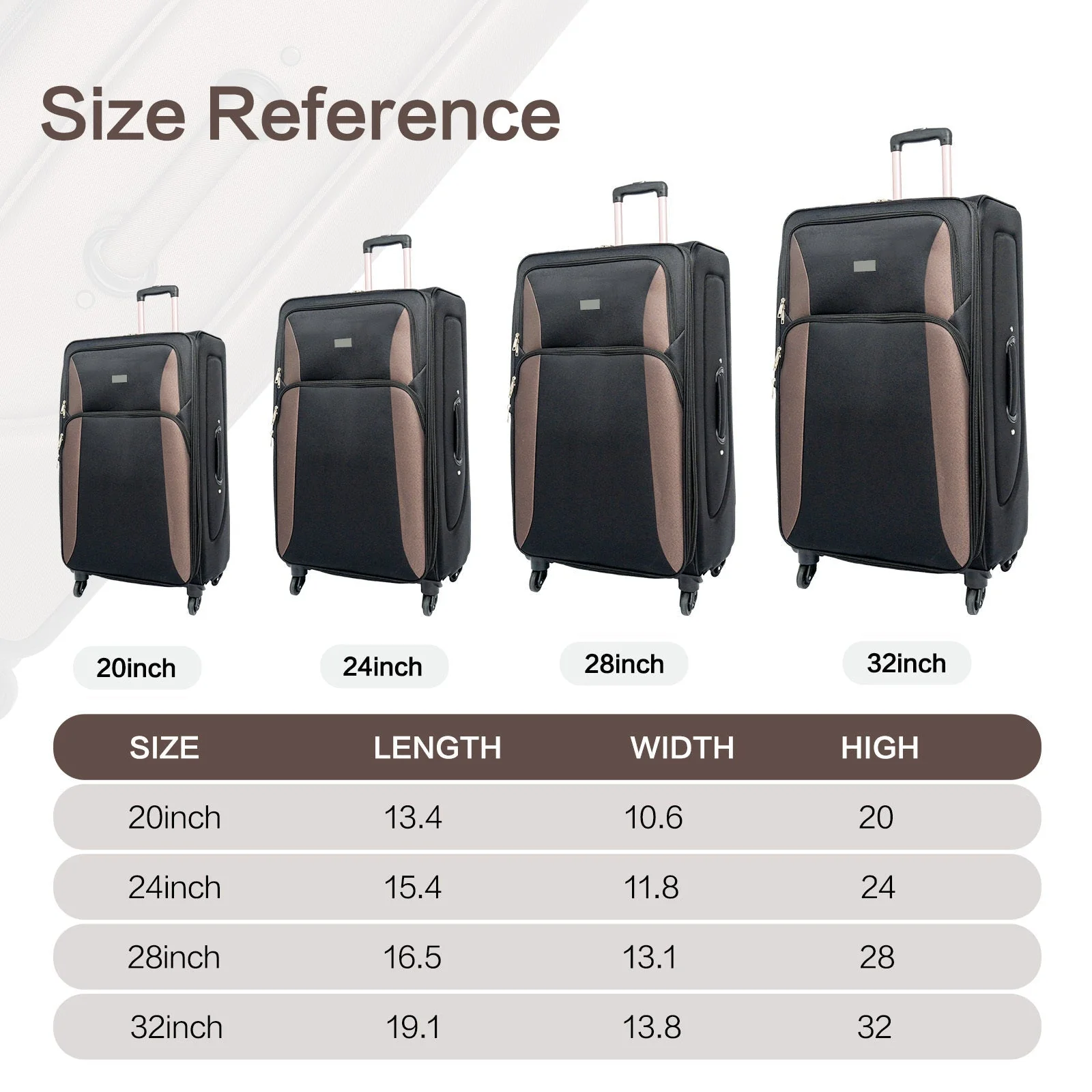Black 4-Piece Luggage Set – 20”24”28”32” - Image 5