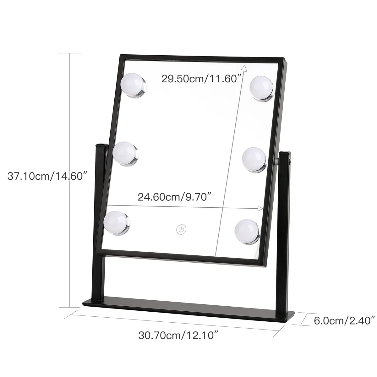 Black 6 LED Hollywood Vanity Mirror - Image 2