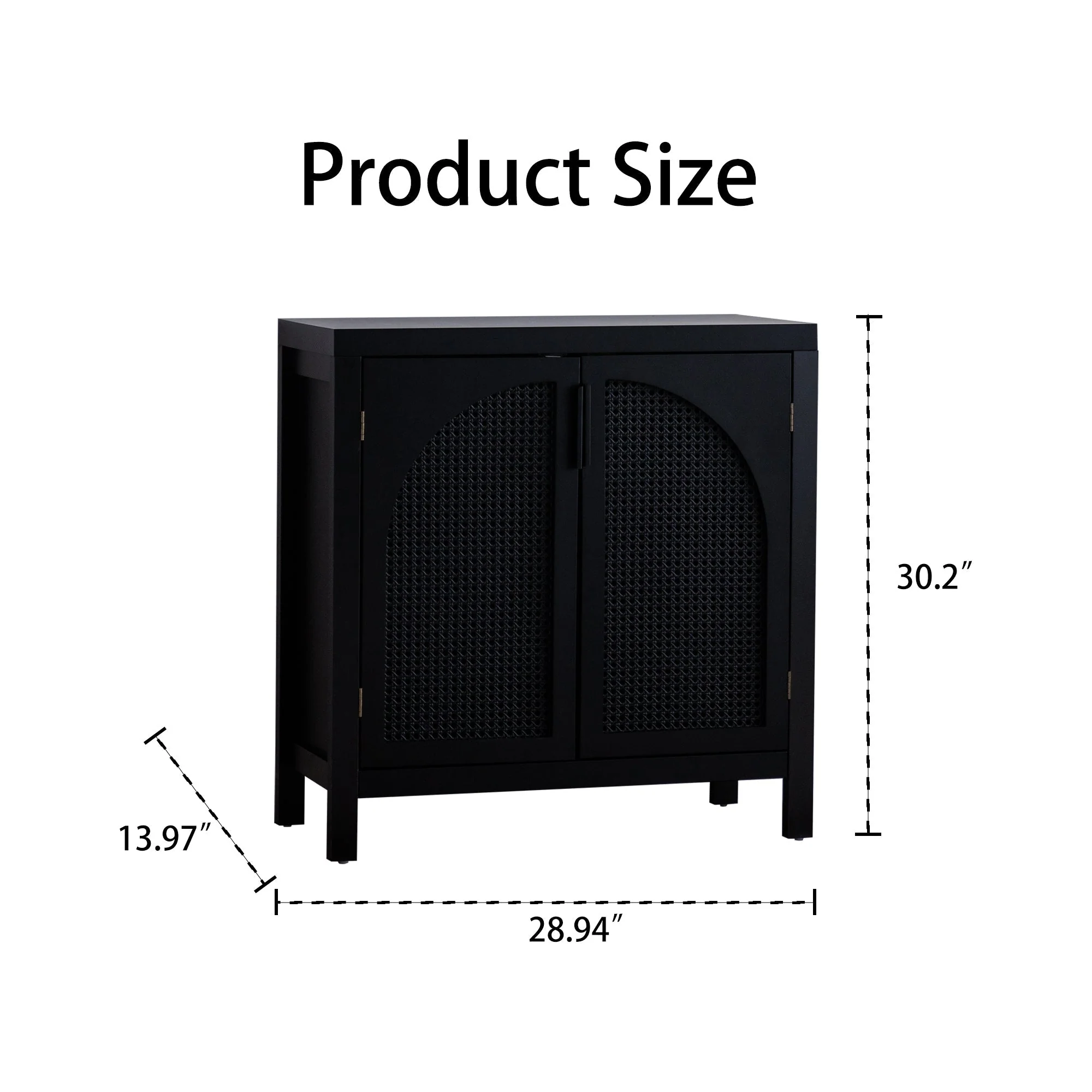 Black Accent Cabinet with 2 Doors - 29 Inch Narrow Credenza - Image 9