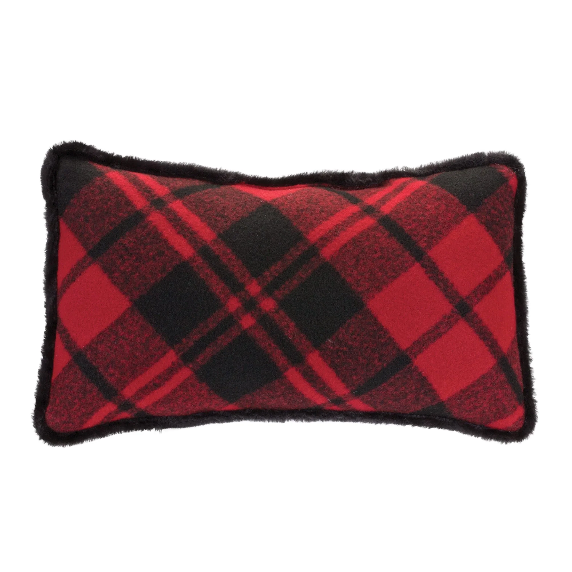 Black and Red Plaid Throw Pillow with Fringe (Set of 2) - Image 3