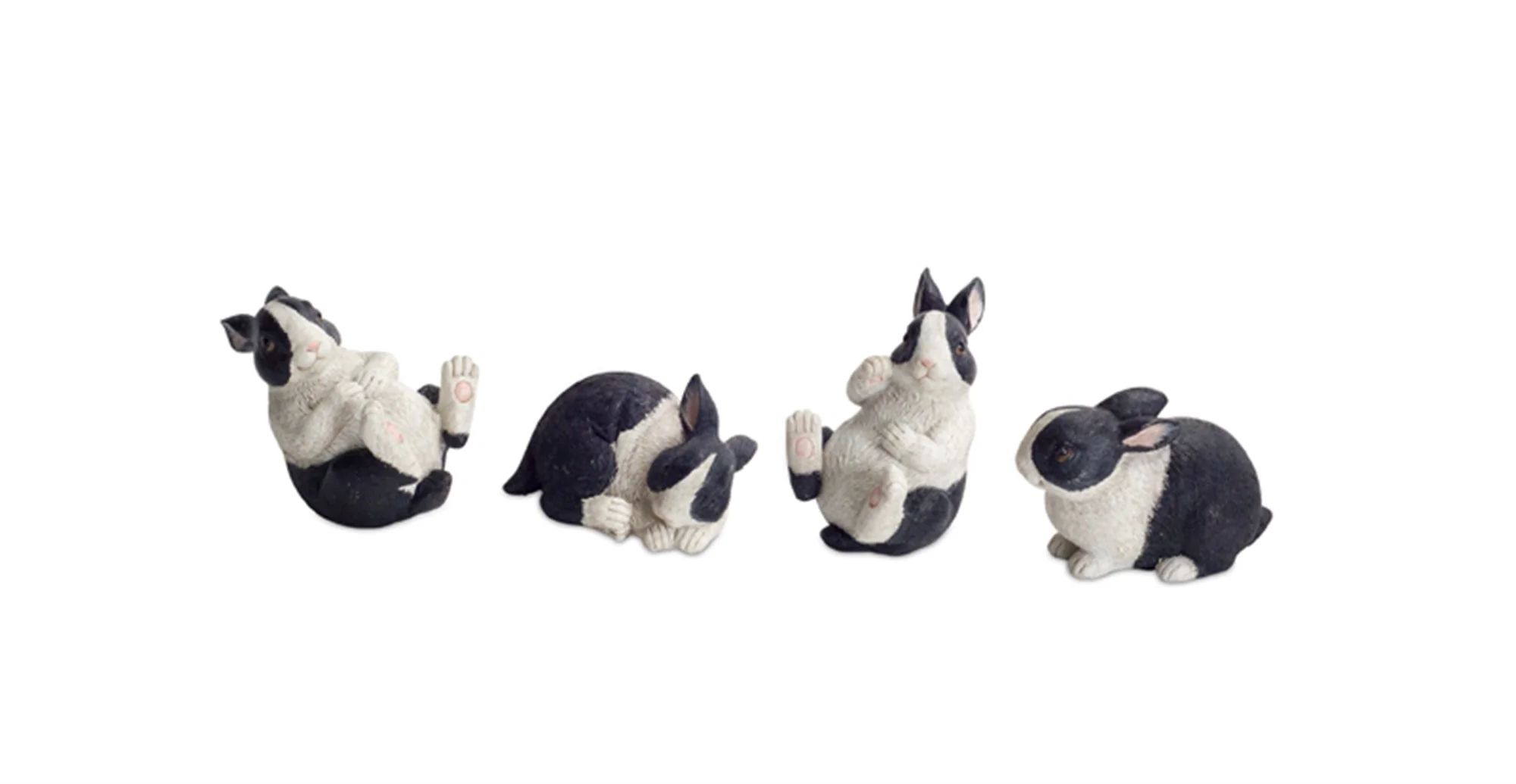 Black and White Playful Rabbit Figurine (Set of 16) - Image 2
